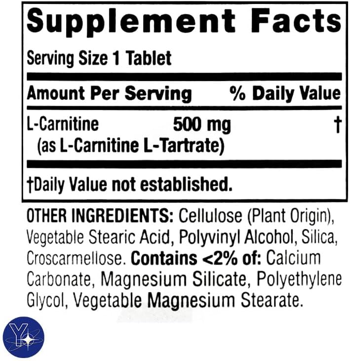 Suplemento de aminoácidos de carnitina L Spring Valley, 500 mg, sin sabor, 30 unidades y marcapáginas de regalo YOLOMOLO