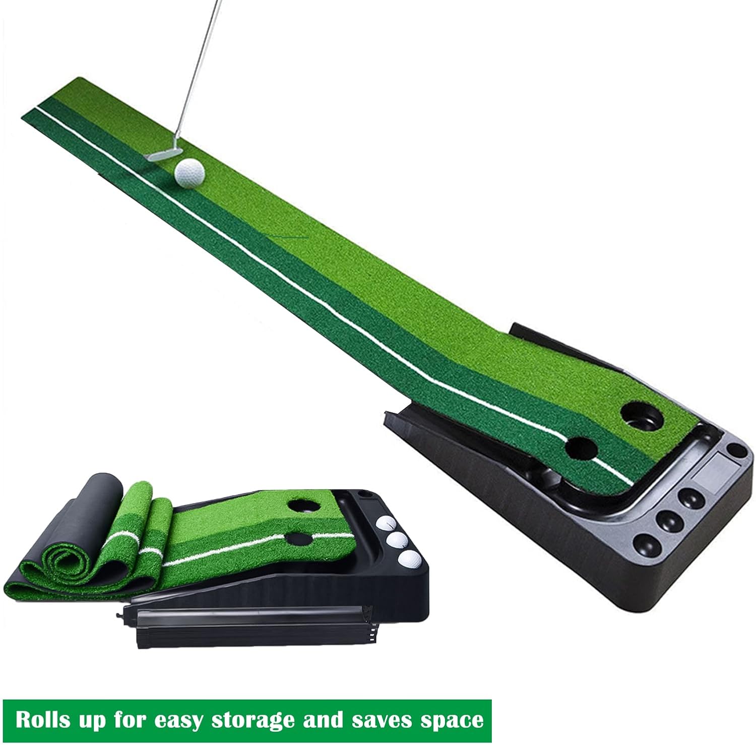 Golf Putting Mat for Indoor Practice (Green) – Helps Improve Putt Accuracy – Indoor Golf Mat – Golf Putting Green Indoor, Golf Practice Mat, Office