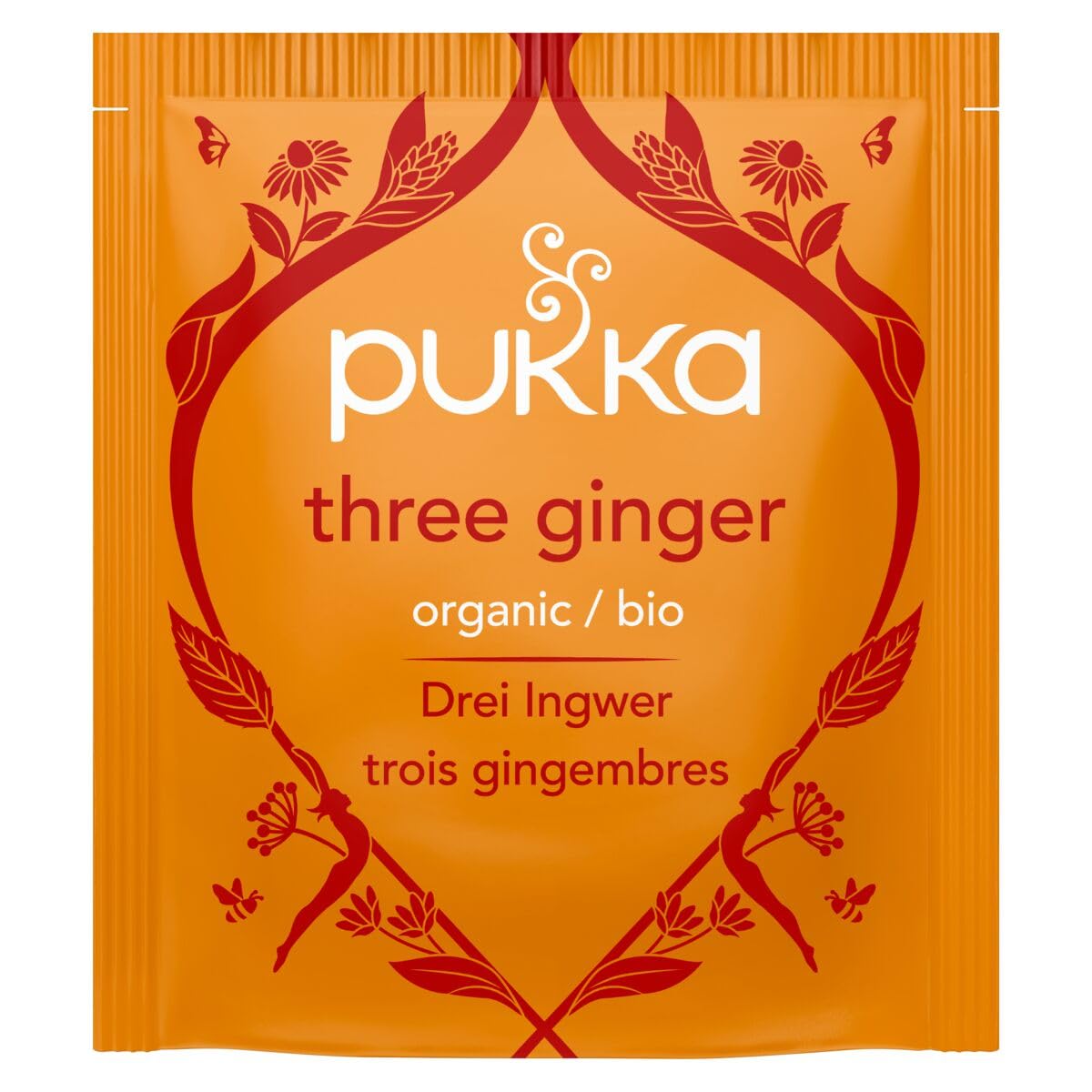 Pukka – Té de hierbas orgánico de tres jengibre, sin cafeína, Kosher, certificado orgánico USDA, 20 unidades (paquete de 4)
