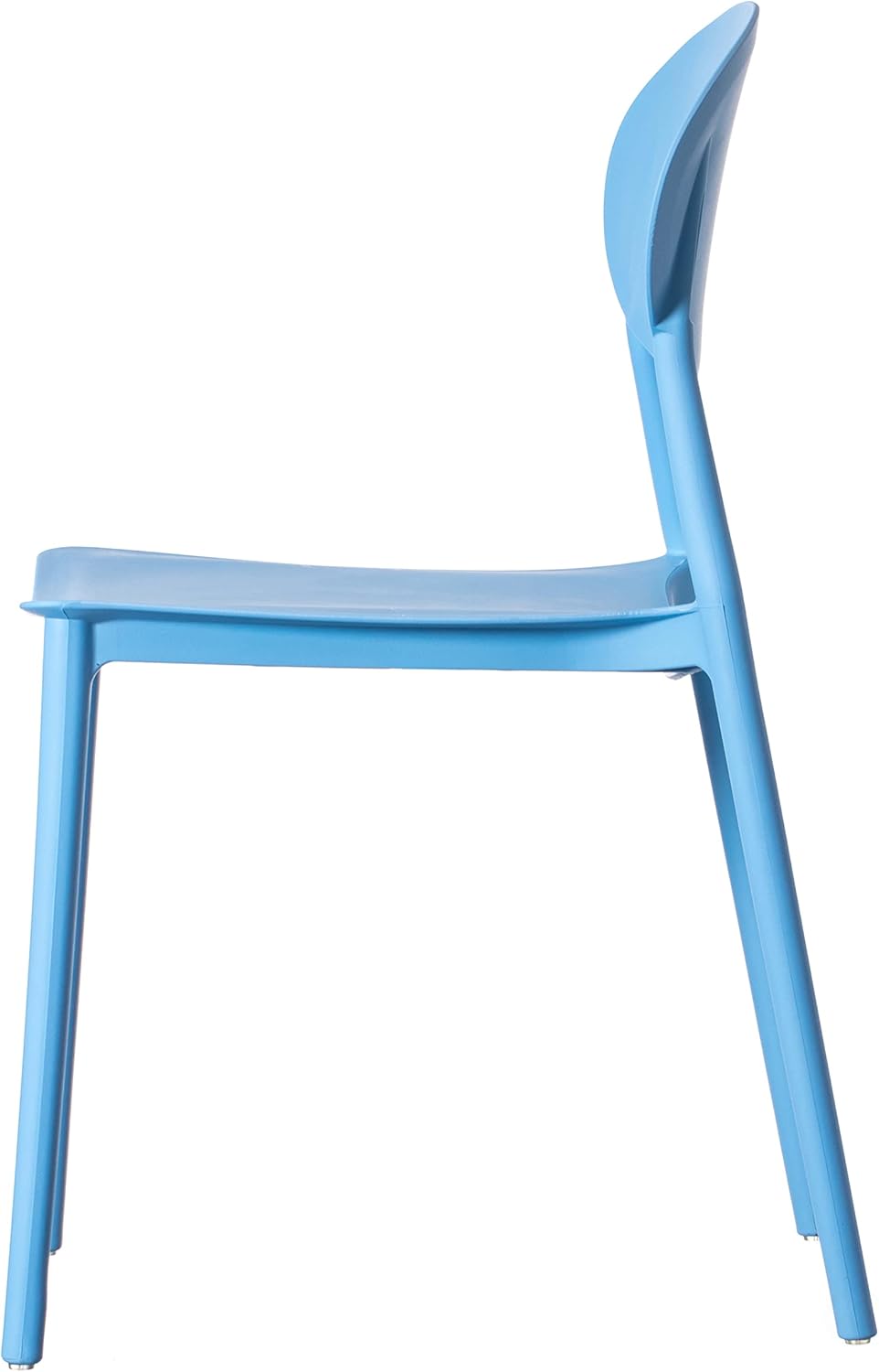 Fabulaxe Silla de comedor moderna de plástico para exteriores con diseño de respaldo ovalado abierto, color azul juego de 2