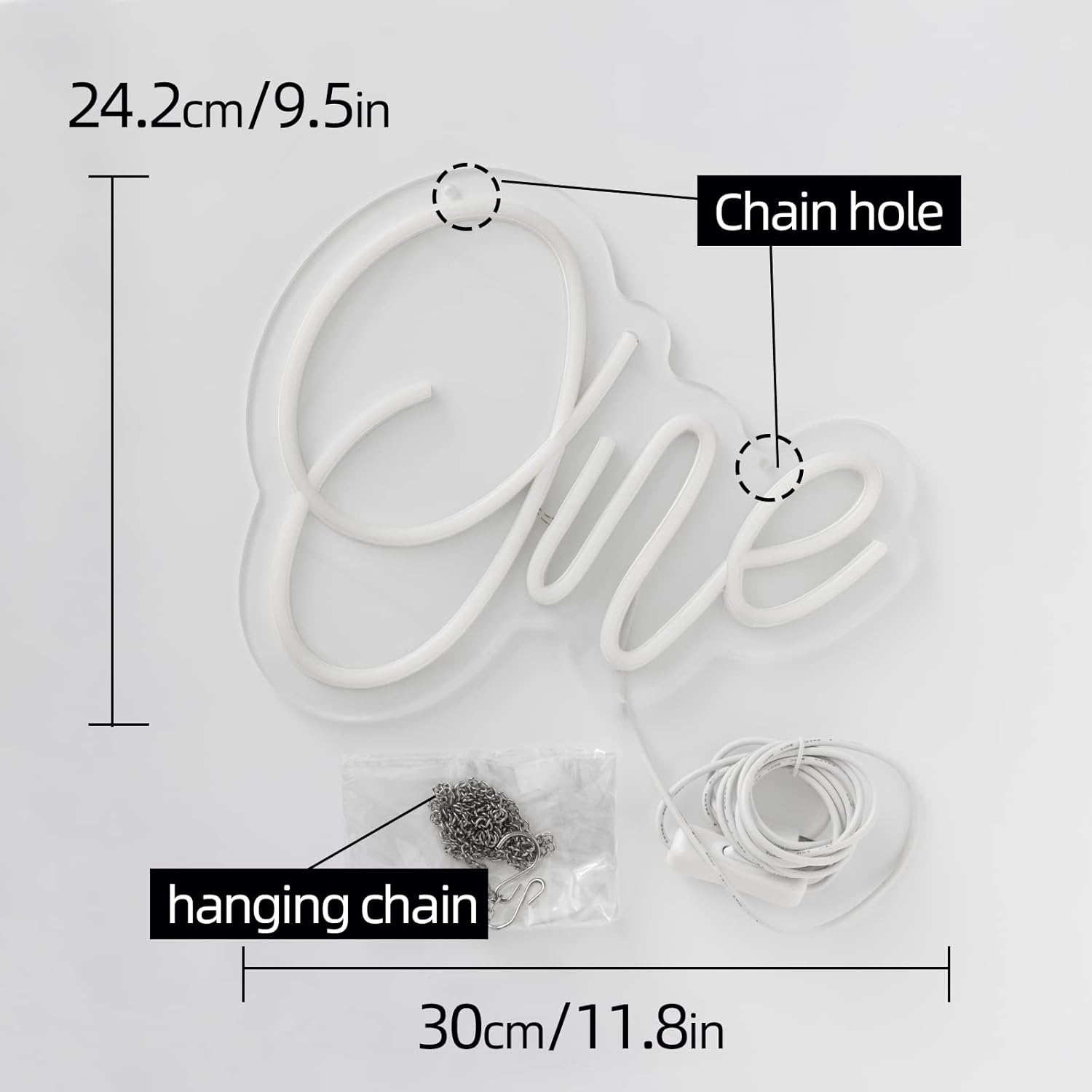 Letrero de neón blanco con letra LED de neón con un número, luz de neón para dormitorio, primer cumpleaños, fiesta de Navidad, sala de juegos, club
