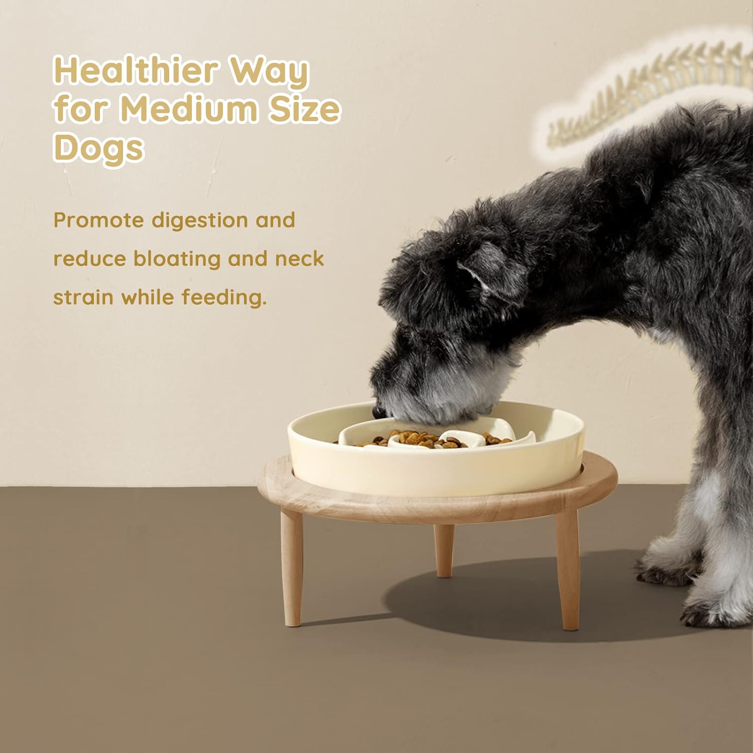 SPUNKYJUNKY Cuenco elevado de cerámica para perros de alimentación lenta para perros, cuenco elevado para ralentizar la alimentación para razas