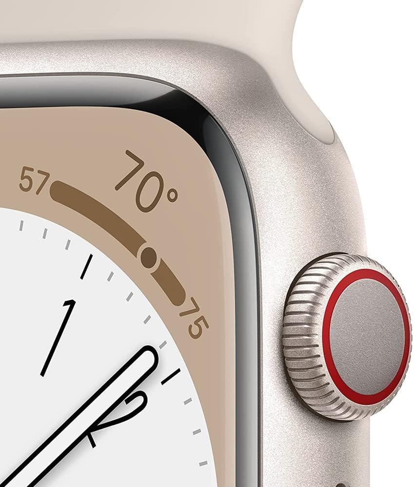 Apple Reloj Serie 8 (GPS + celular, 1.61 pulgadas) caja de aluminio Starlight con correa deportiva Starlight ML (renovado Premium)