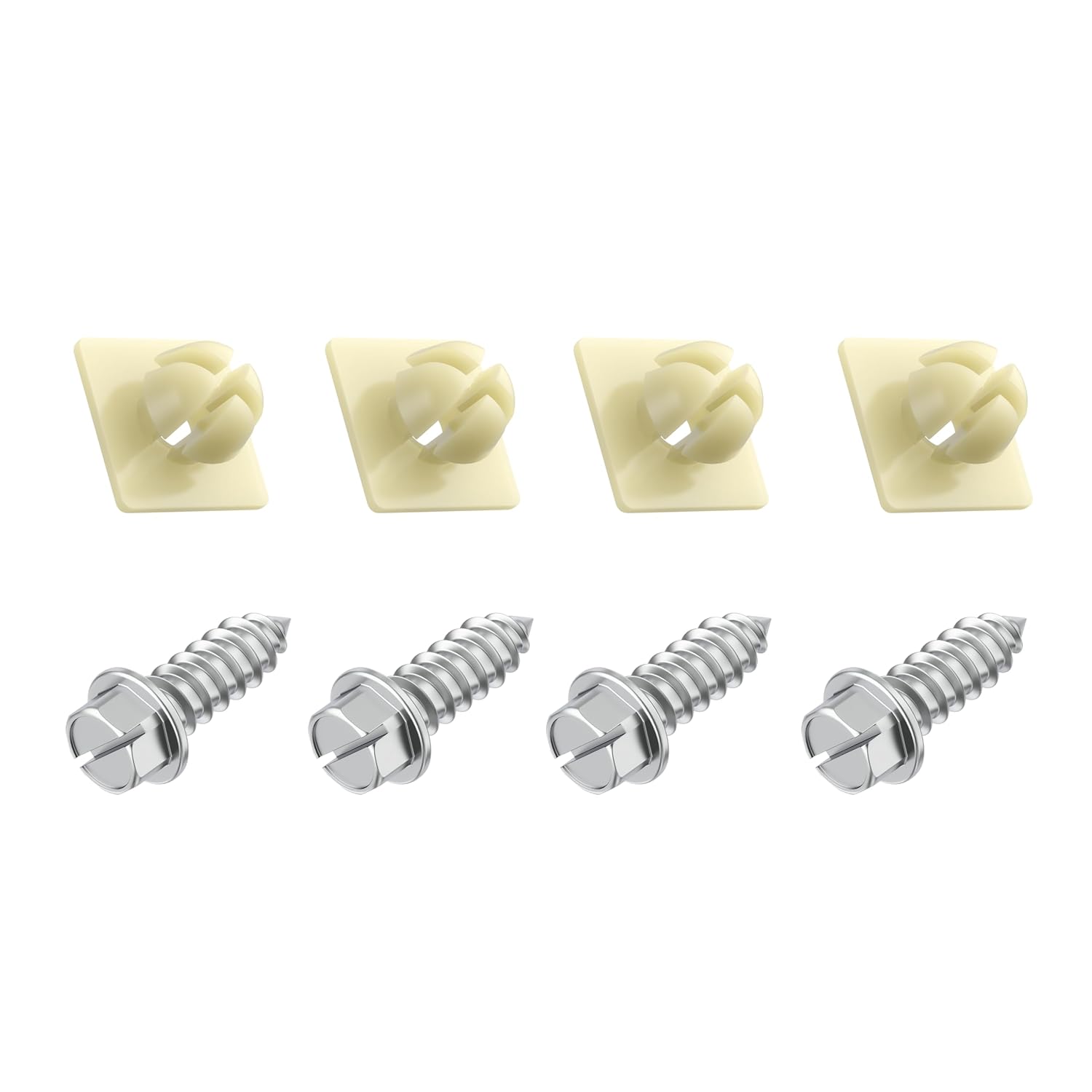 Tornillos de acero inoxidable con cabeza hexagonal ranurada de 38 pulgadas + insertos de nailon para asegurar matrículas, marcos y cubiertas 4755299
