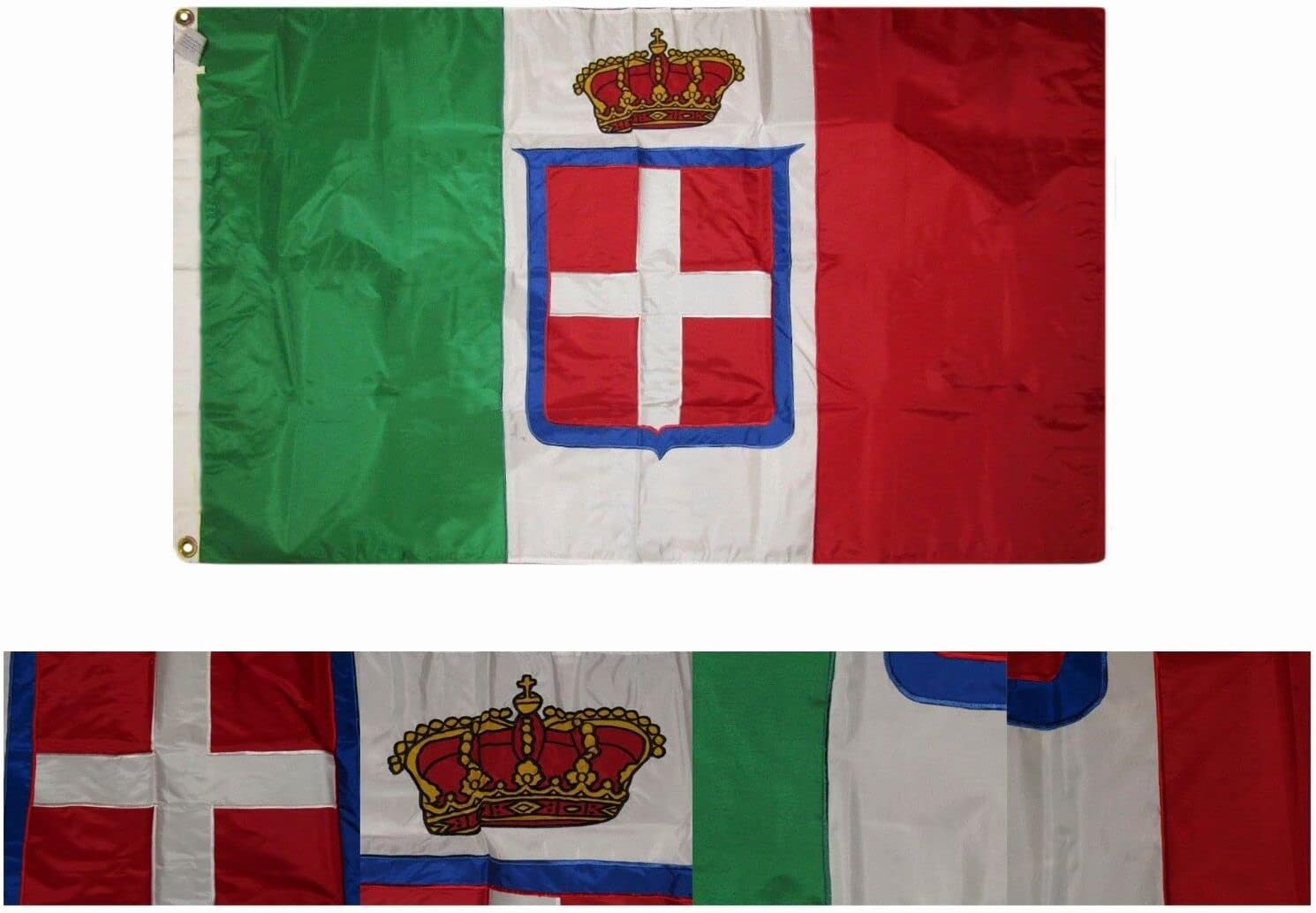 Premium 3×5 Embroidered Kingdom Italy 300D Sewn Nylon Flag 3’x5′ wClips