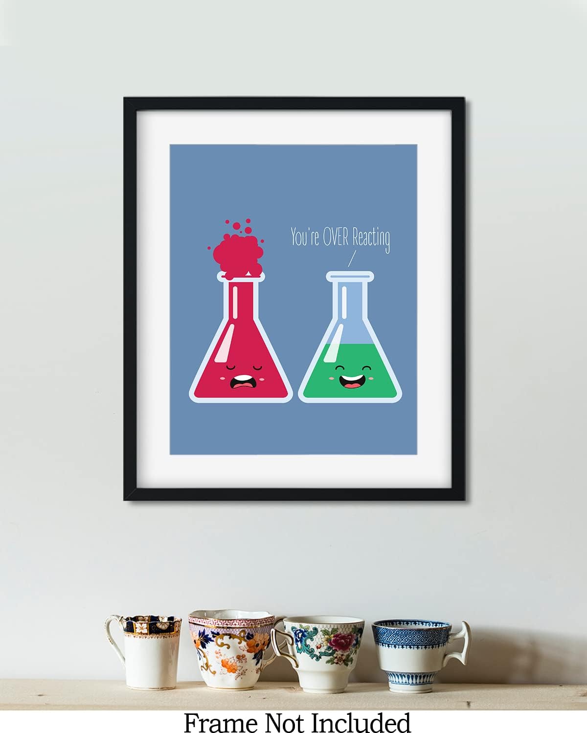 Govivo You’re OVER Reacting – Decoración de pared de juego de palabras de ciencia  Divertido arte de química para el aula de escuela secundaria