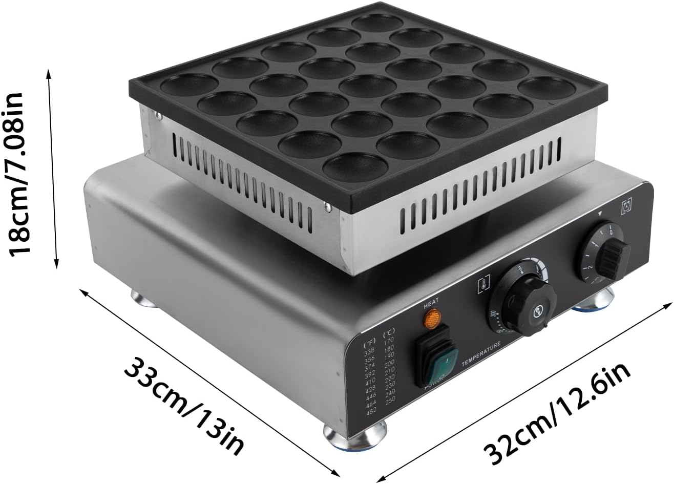 Mini máquina holandesa para panqueques, 25 piezas de panqueques antiadherente comercial, máquina eléctrica de acero inoxidable, para cocina casera,
