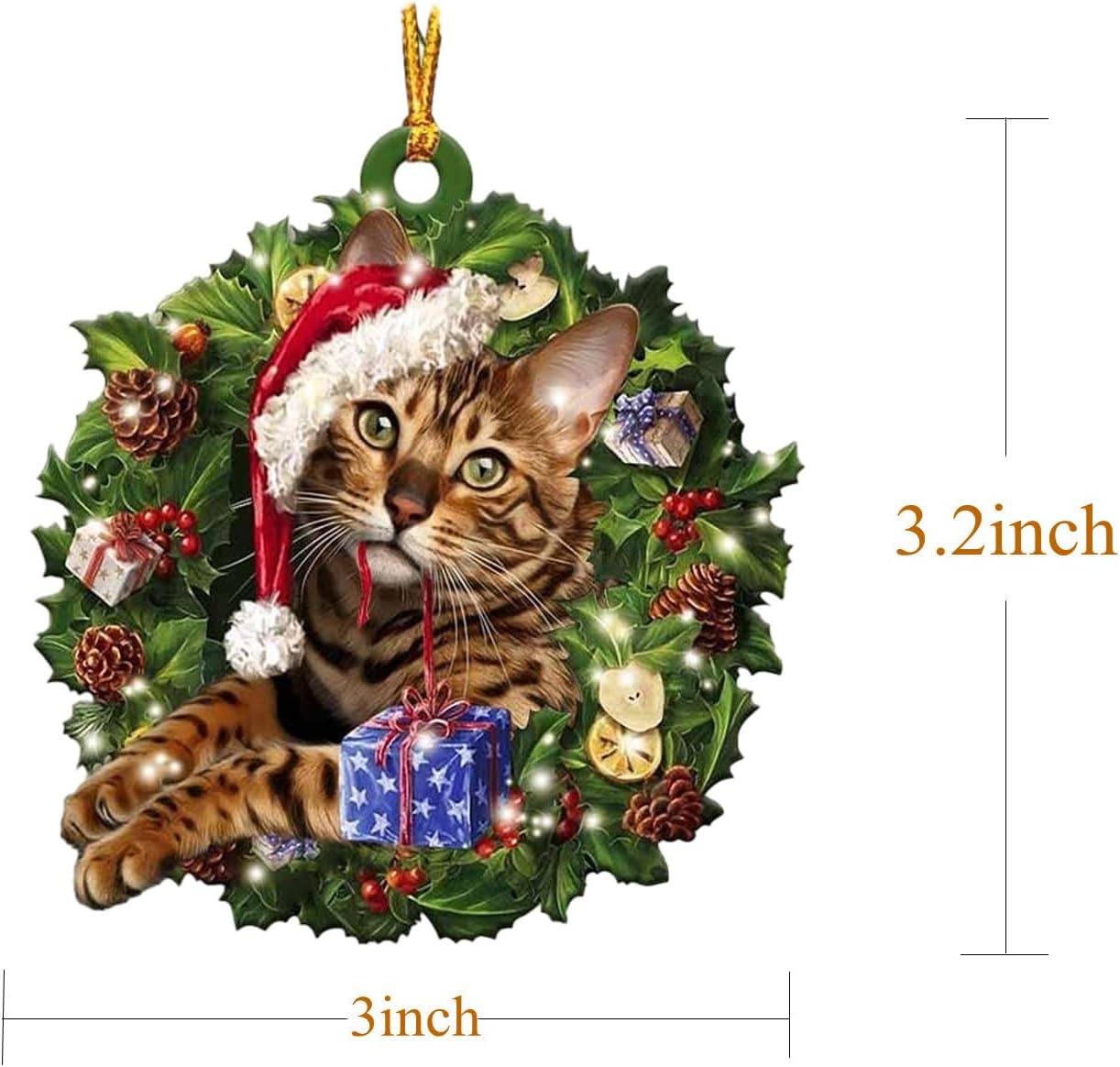 Adornos de gato para árbol de Navidad, bonitas decoraciones de imagen de gato, regalos conmemorativos para mascotas para Navidad, divertidos adornos