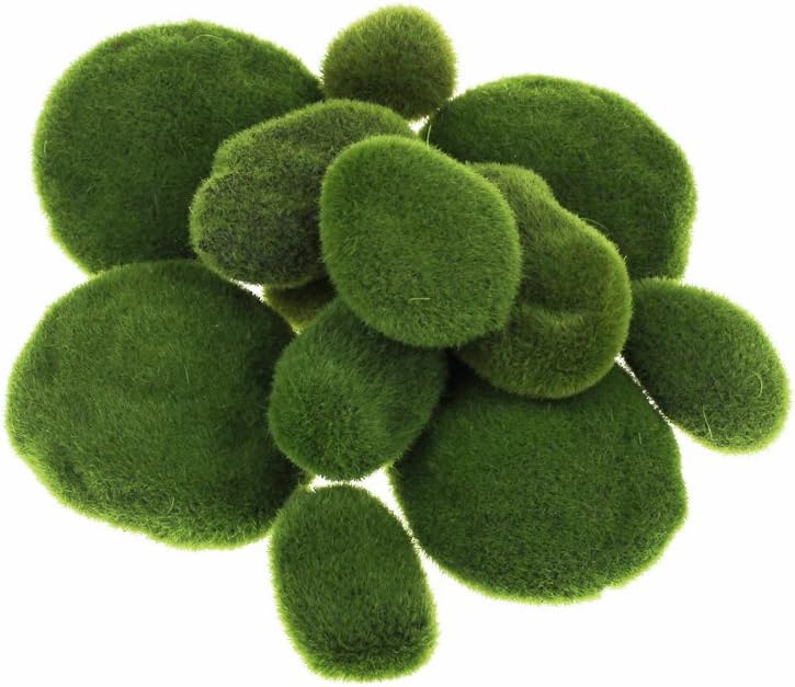 LJY 12 piedras artificiales de musgo artificiales de varios tamaños para arreglos florales, jardines de hadas, terrarios y manualidades