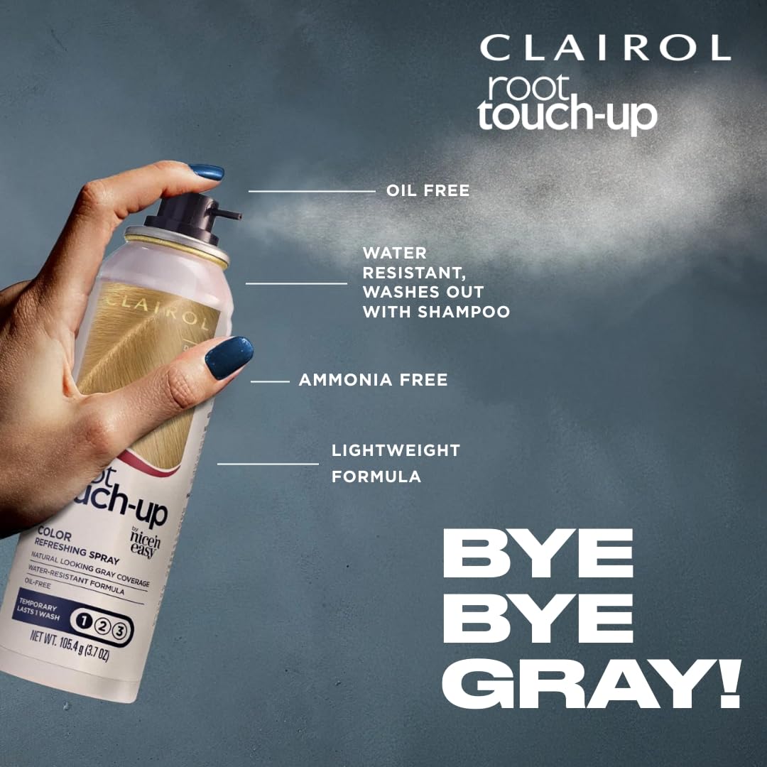 Clairol Nice’n Easy Root Touch-Up – Spray de coloración temporal para el cabello, color castaño medio, paquete de 1 unidad