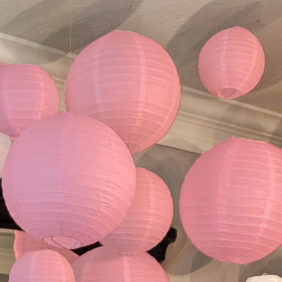 Pink Paper Lanterns with Lights16pcs 6″ 8″ 10″ 12″ Hanging Decorative Chinese Paper Lantern with 300ft Fishing line for Wedding Baby Shower Birthday