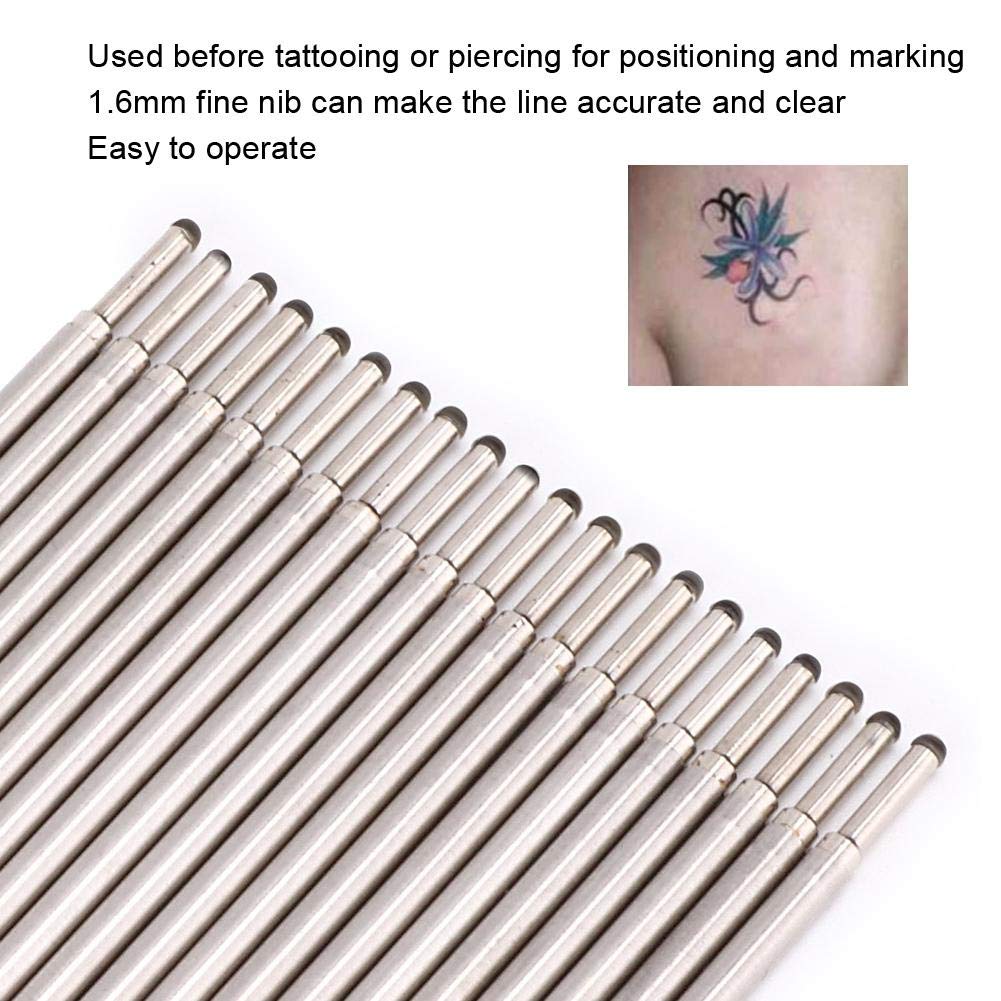 20 unidadescaja de piercings de tatuaje, punta de aleación, puntas de puntas, líneas de rotulador, rotulador de piel para tatuaje, núcleos,