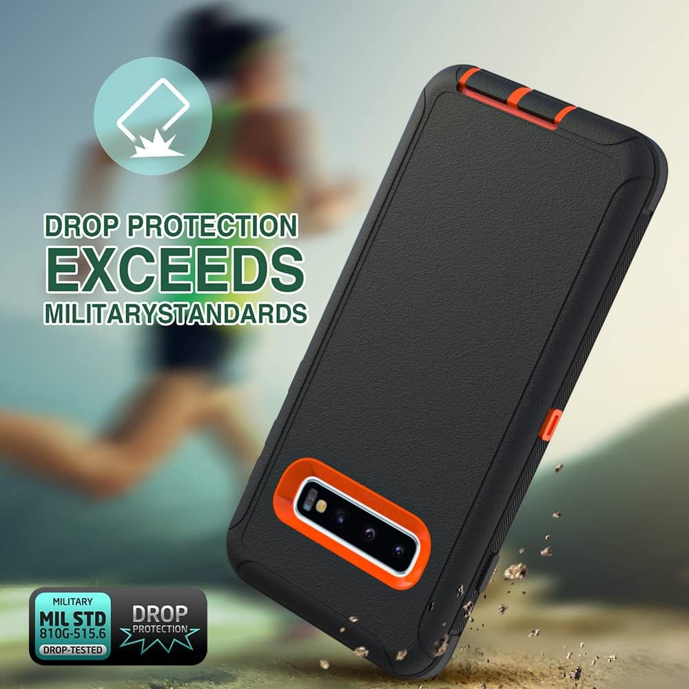 Funda para Samsung Galaxy S10, resistente, resistente, a prueba de golpes, protección contra caídas, para Samsung Galaxy S10, color negro y naranja