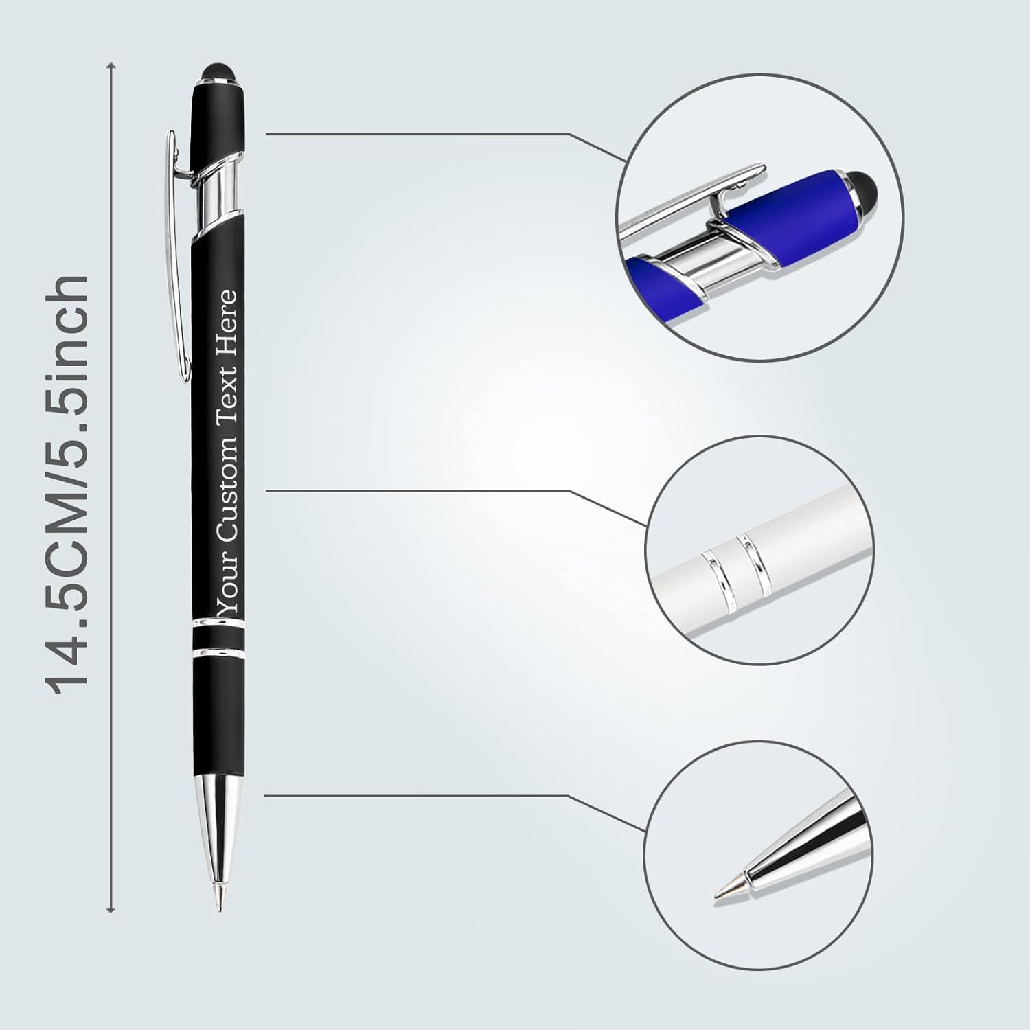 Bolígrafos personalizados con nombre a granel, juego de bolígrafos personalizados, lápiz capacitivo grabado, logotipo, texto, regalo para negocios,