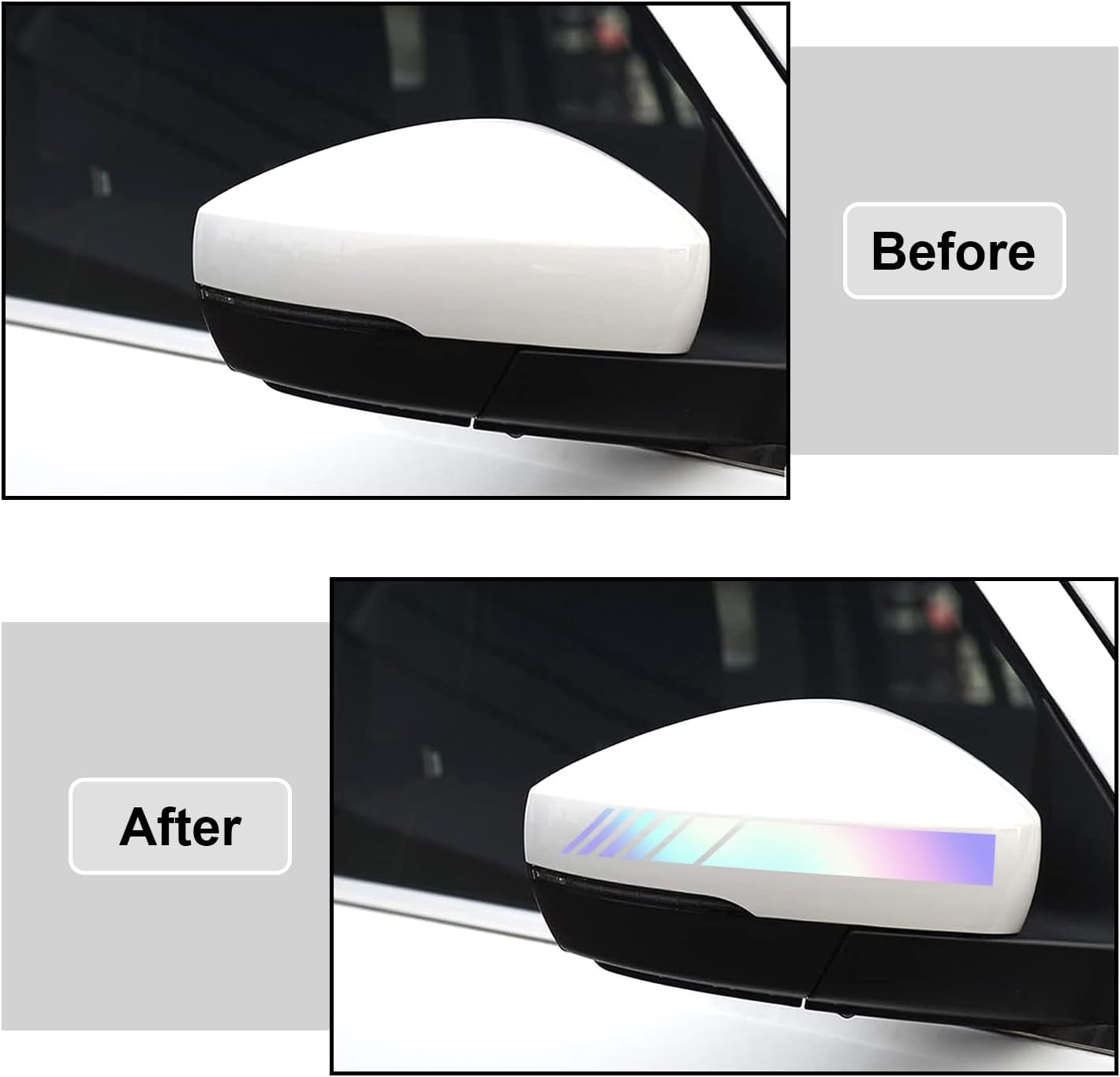 2 calcomanías para espejo retrovisor de automóvil, calcomanías de vinilo impermeable para espejos retrovisores de vehículos, accesorios universales