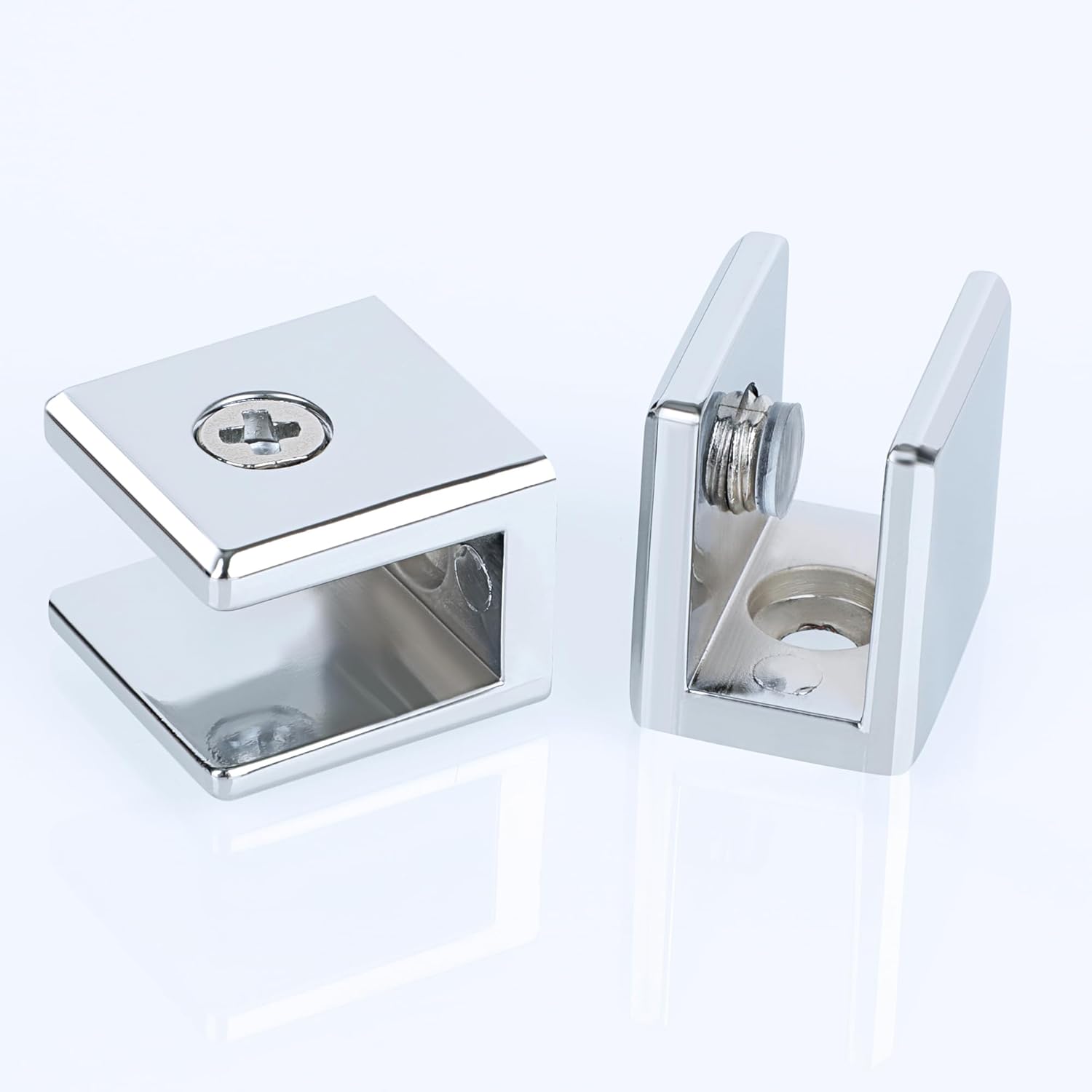 Alise Soporte de estante de vidrio, soportes de abrazadera ajustables para estantes, abrazaderas de montaje en pared para estantes de vidrio de