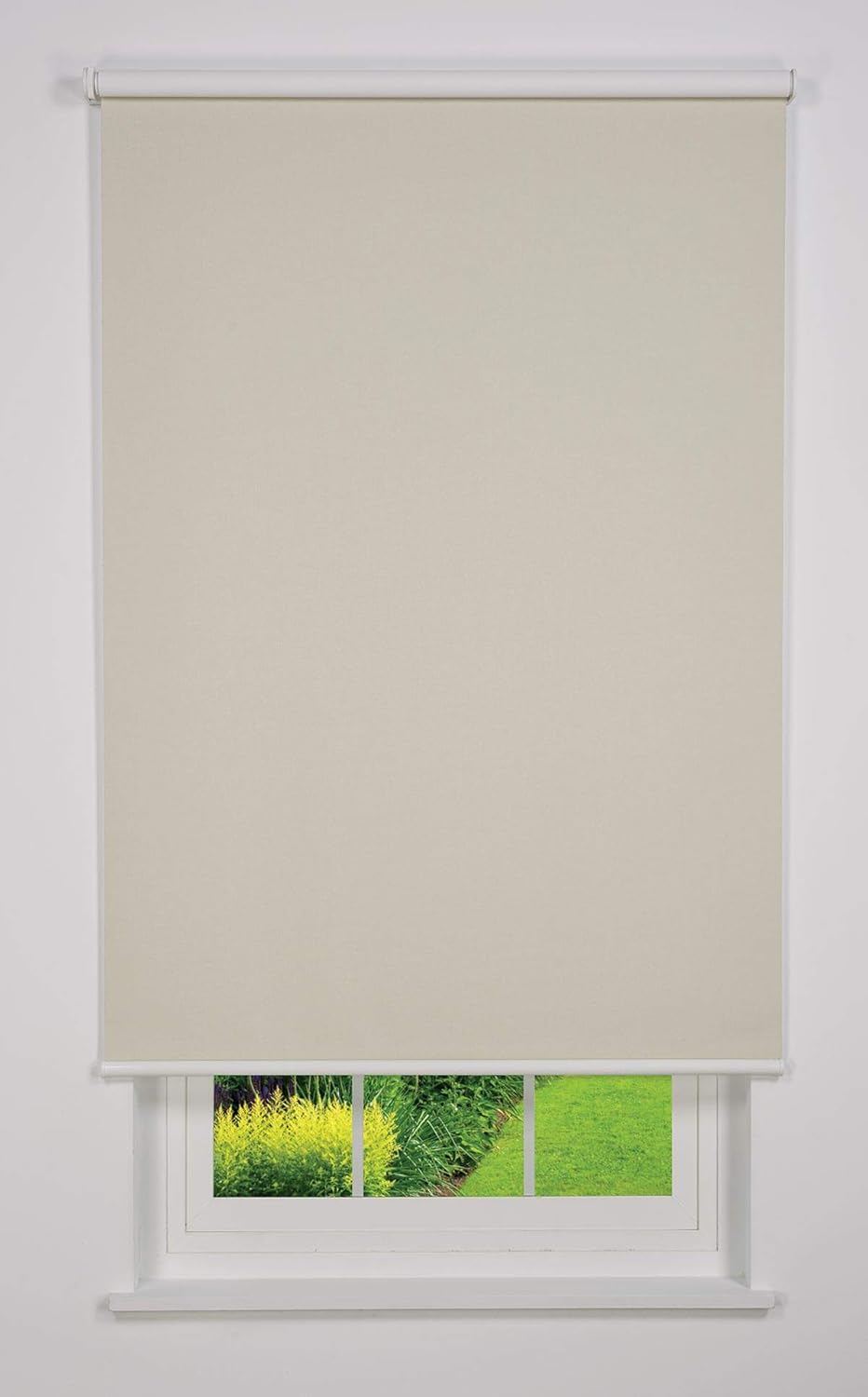 Linen Avenue Persiana enrollable opaca personalizable sin cordón, colección Sierra, beige, 30 a 35 pulgadas de ancho x 54 pulgadas de alto (llega 14