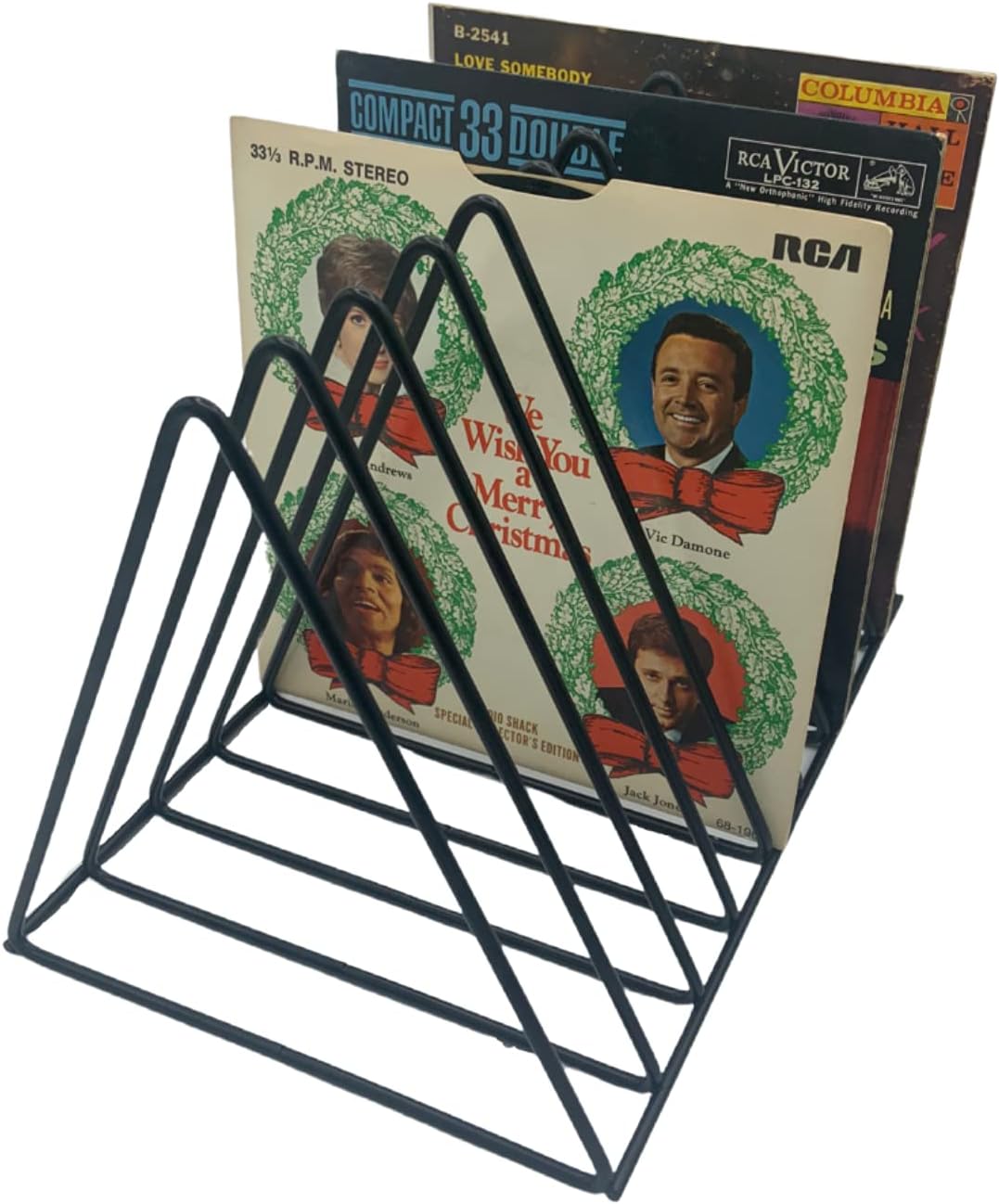 Soporte para almacenamiento de discos de vinilo, estante de alambre prémium para discos de álbumes Lp (paquete de 2)