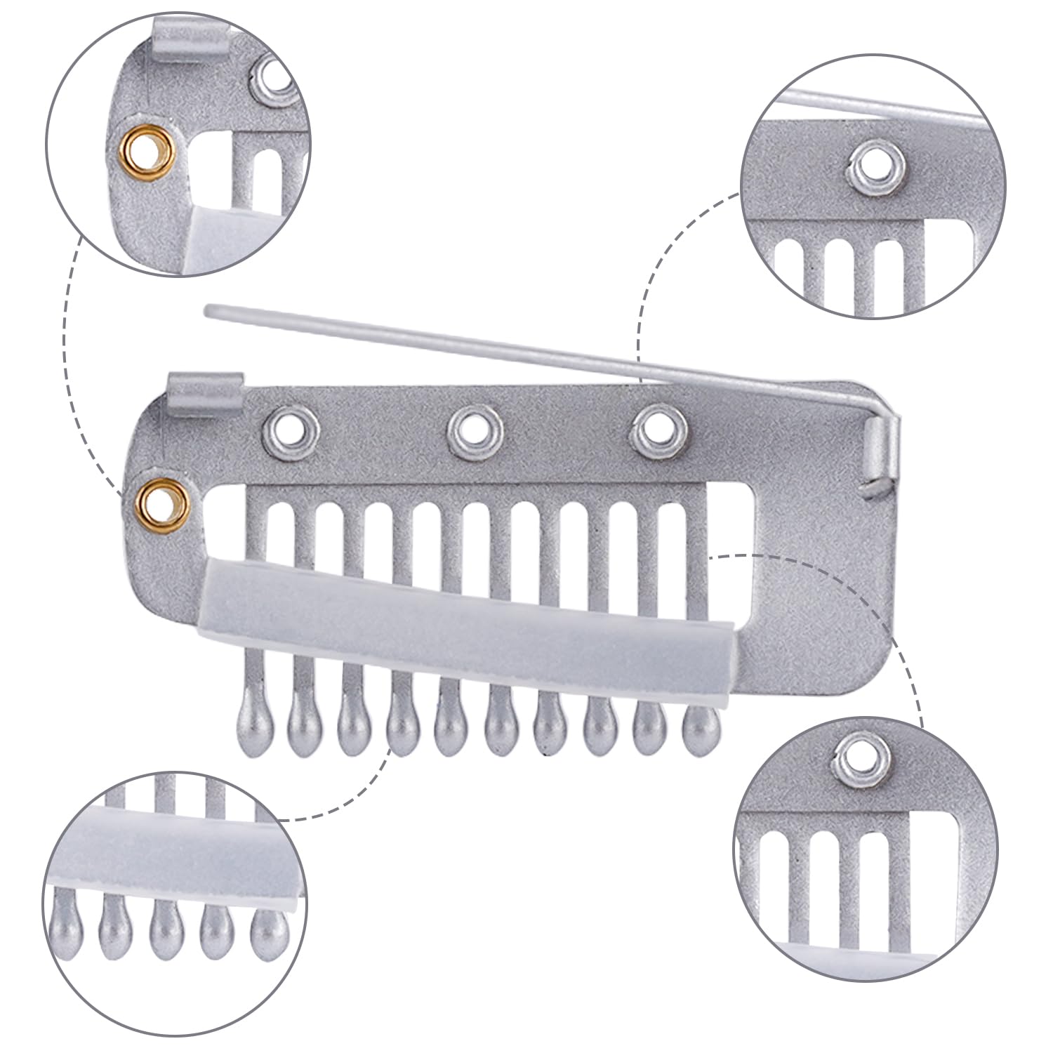 XIHIRCD 6 clips Chunni con pasadores de seguridad, clips de peluca ocultos de acero inoxidable con pasador de seguridad, clips de agarre Chunni