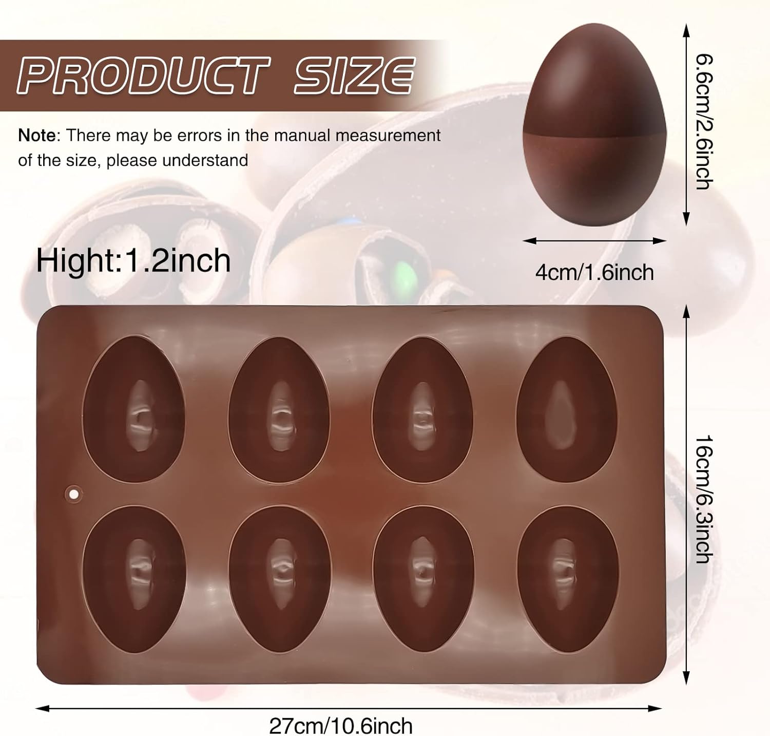 Paquete de 2 moldes de silicona para huevos de Pascua para decoración de pasteles, mantequilla de maní, chocolate, dulces, muffins, magdalenas,