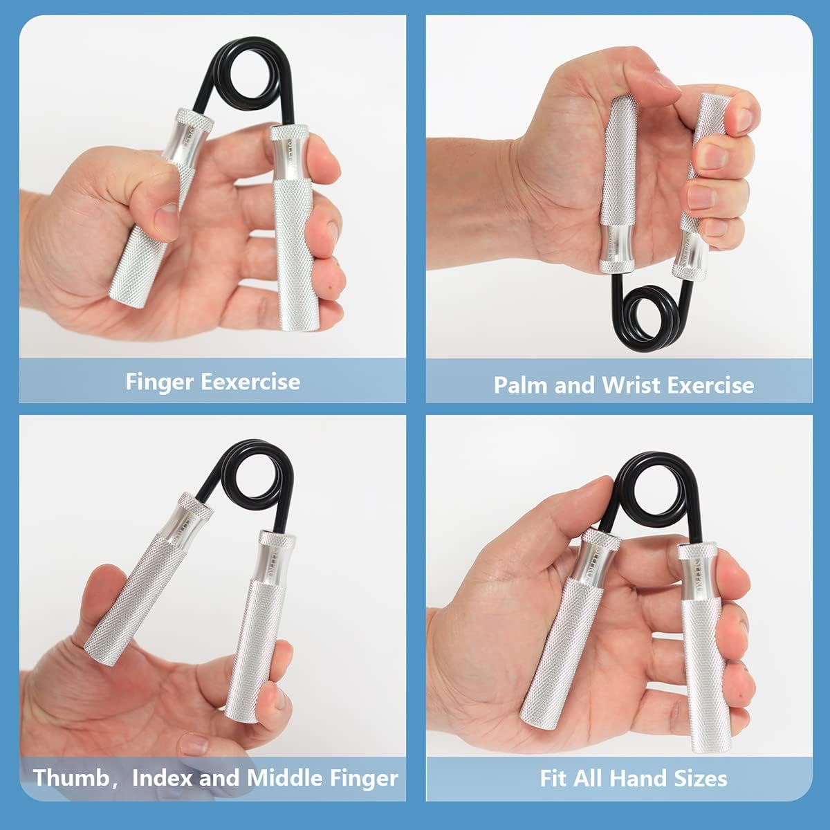 Entrenador de fuerza de agarre, fortalecedor de agarre de mano de metal de 100 LB-300 libras, antideslizante, resistente, para dedos y antebrazo,