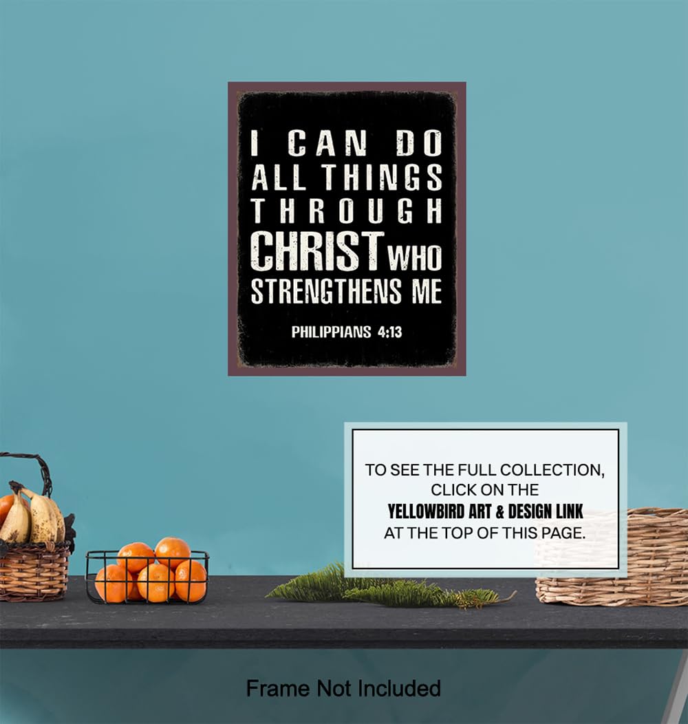Christian Bible Verse Art Print 11×14 – I Can Do All Things Through Christ – Christian Wall Art for Men – Jesus Scripture Wall Decor – God Wall Art