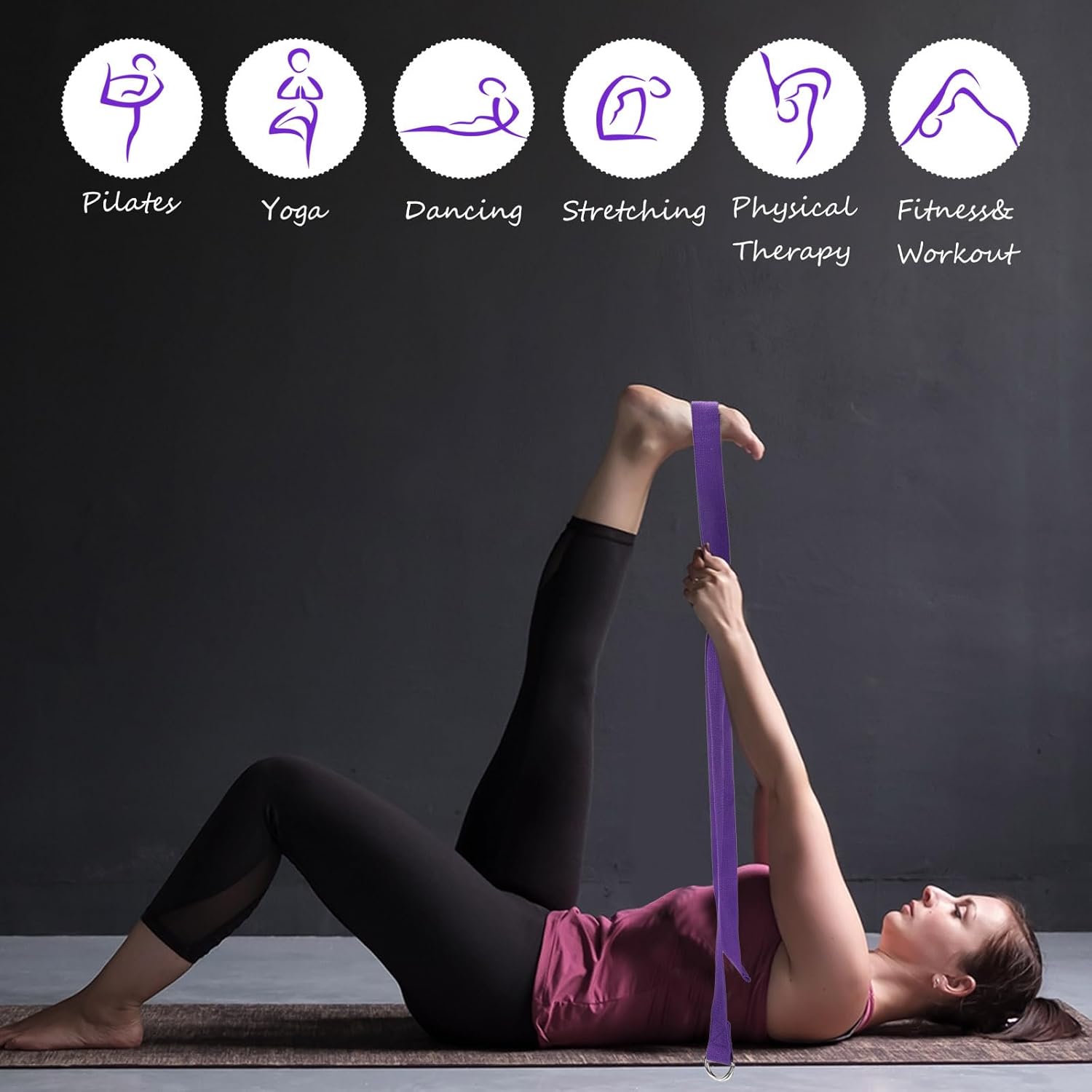 Outus Juego de 10 bloques de yoga y correa de yoga, 10 bloques de yoga antideslizantes con 10 anillos en D de metal, correa de yoga, estiramiento,