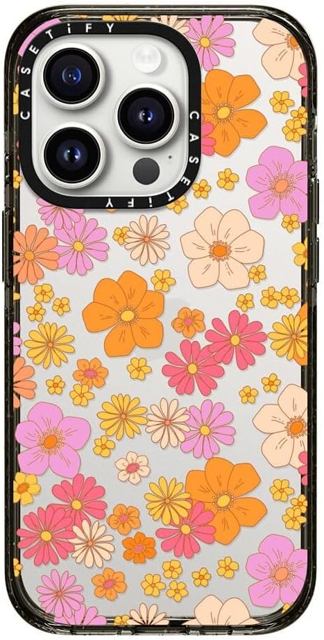 CASETiFY Funda Impact para iPhone 15 Pro 4 veces probada contra caídas de grado militar, protección contra caídas de 8.2 pies – Estampado de flores