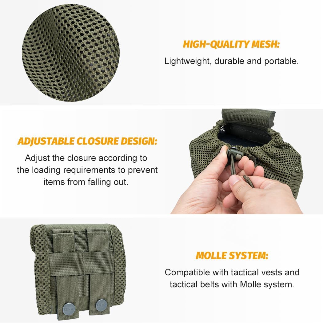 IDOGEAR SPORTS Bolsa táctica Molle plegable Mag-Net con cordón para reciclaje, paquete de herramientas de recuperación para cinturón Molle, chaleco