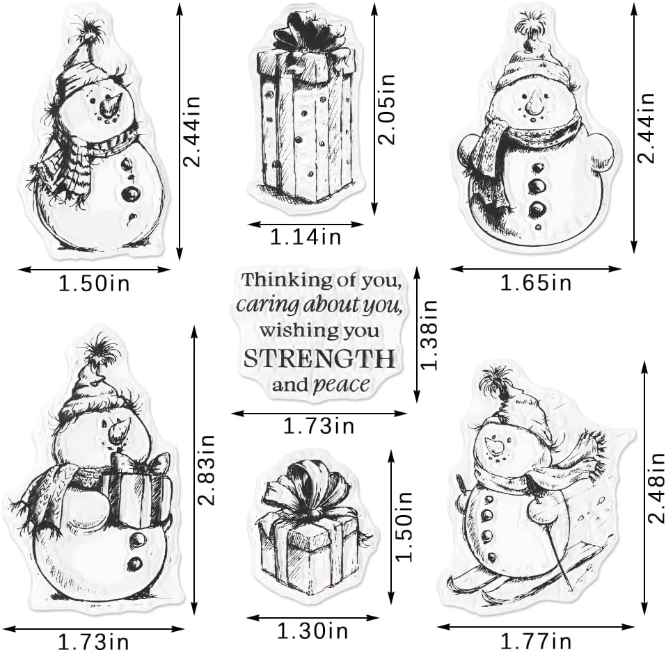 Sellos transparentes de muñeco de nieve de Feliz Navidad para hacer tarjetas y decoraciones de álbumes de fotos, sellos de regalo de Navidad,