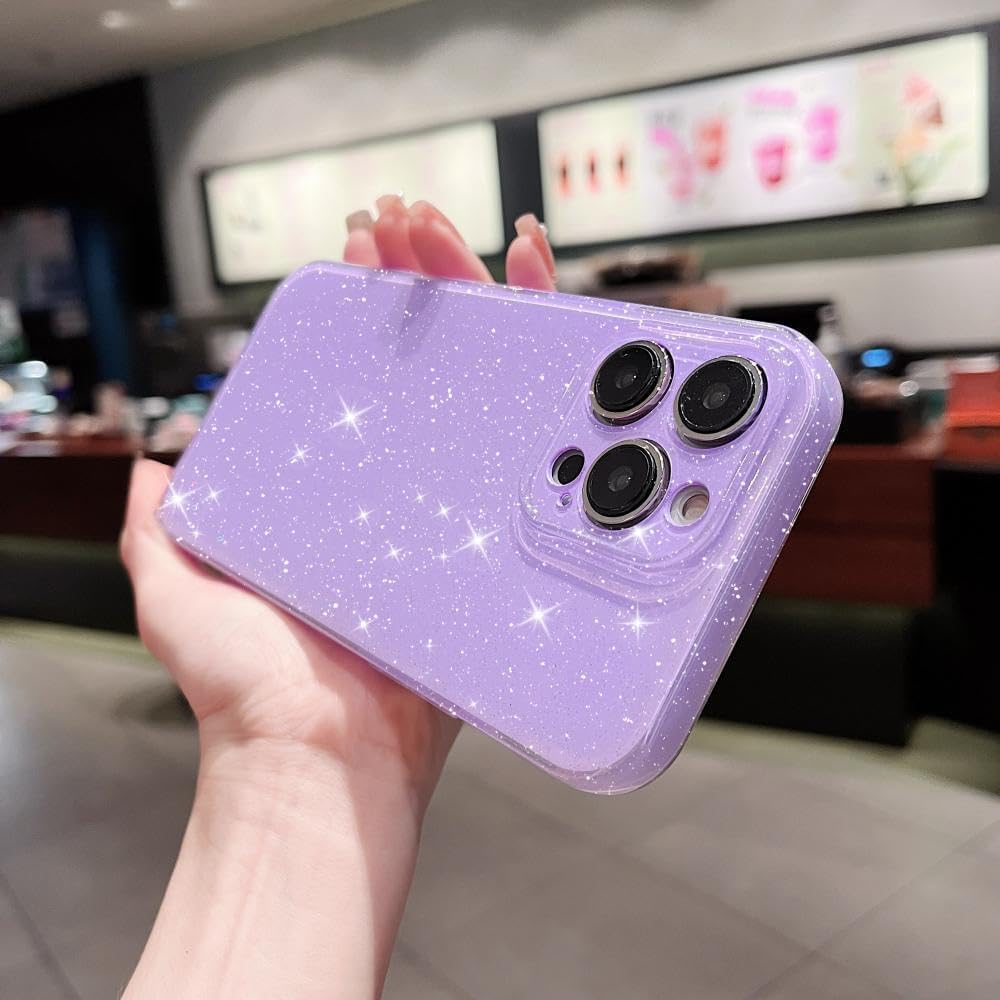 Funda compatible con iPhone 15 Pro con purpurina neón, bonita funda delgada y brillante de TPU a prueba de golpes para mujeres y niñas para 15 Pro