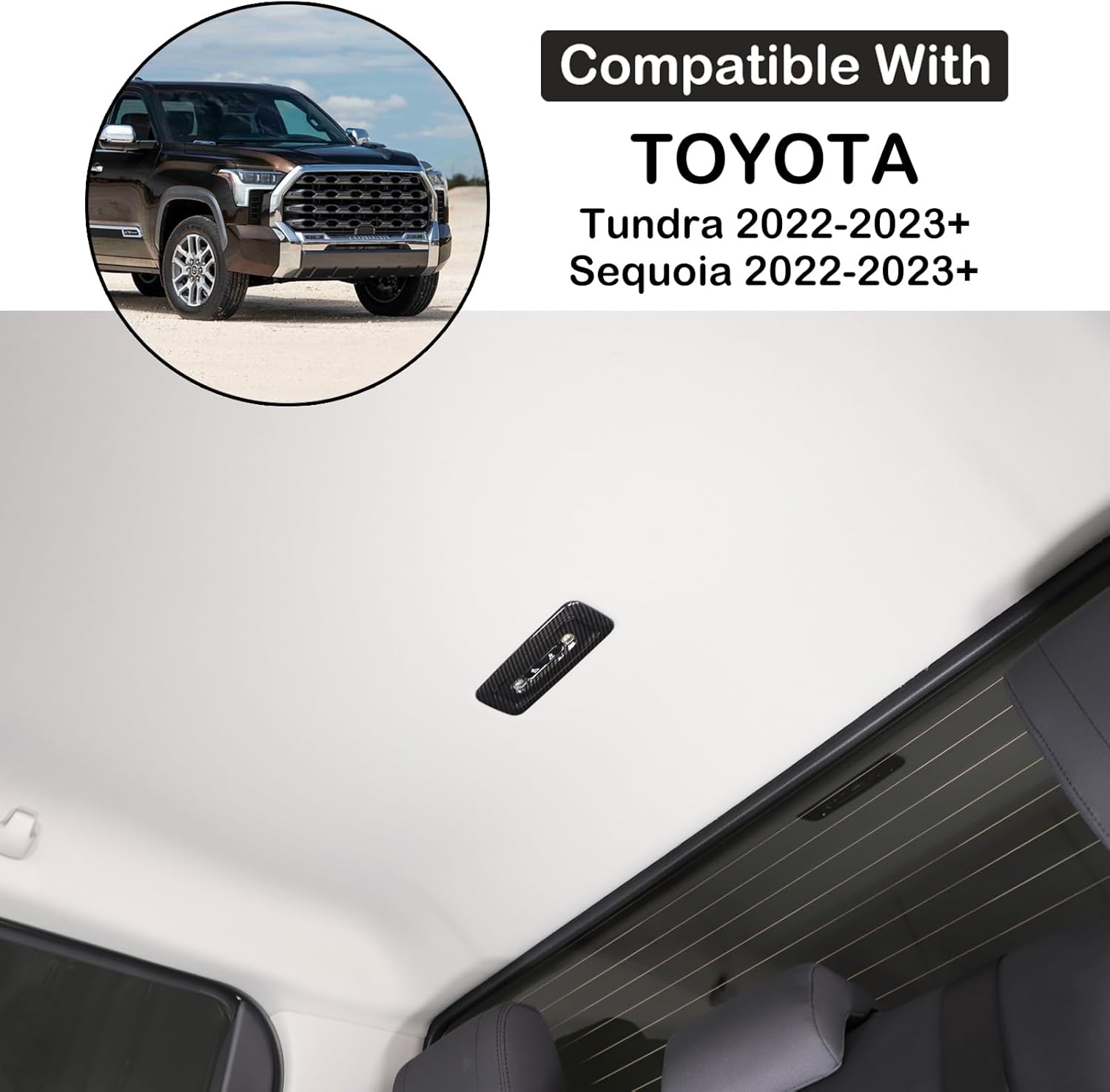 Panel de luz de lectura trasera para el interior del automóvil, compatible con Toyota Tundra 2022-2023, marco de luz de lectura de fila trasera de
