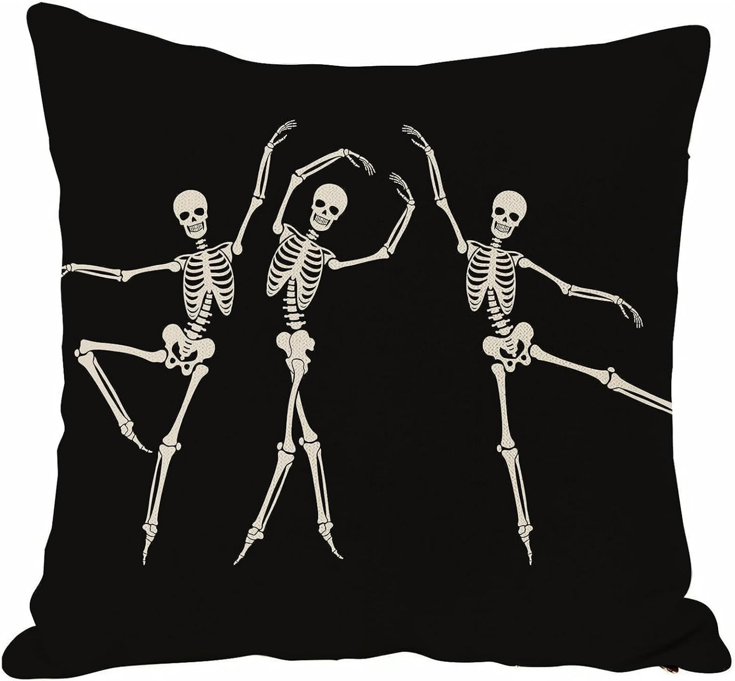 JOOCAR Fundas de almohada de calavera de Halloween, decoración gótica negra, divertida funda de almohada de lino para sofá, cama, silla de
