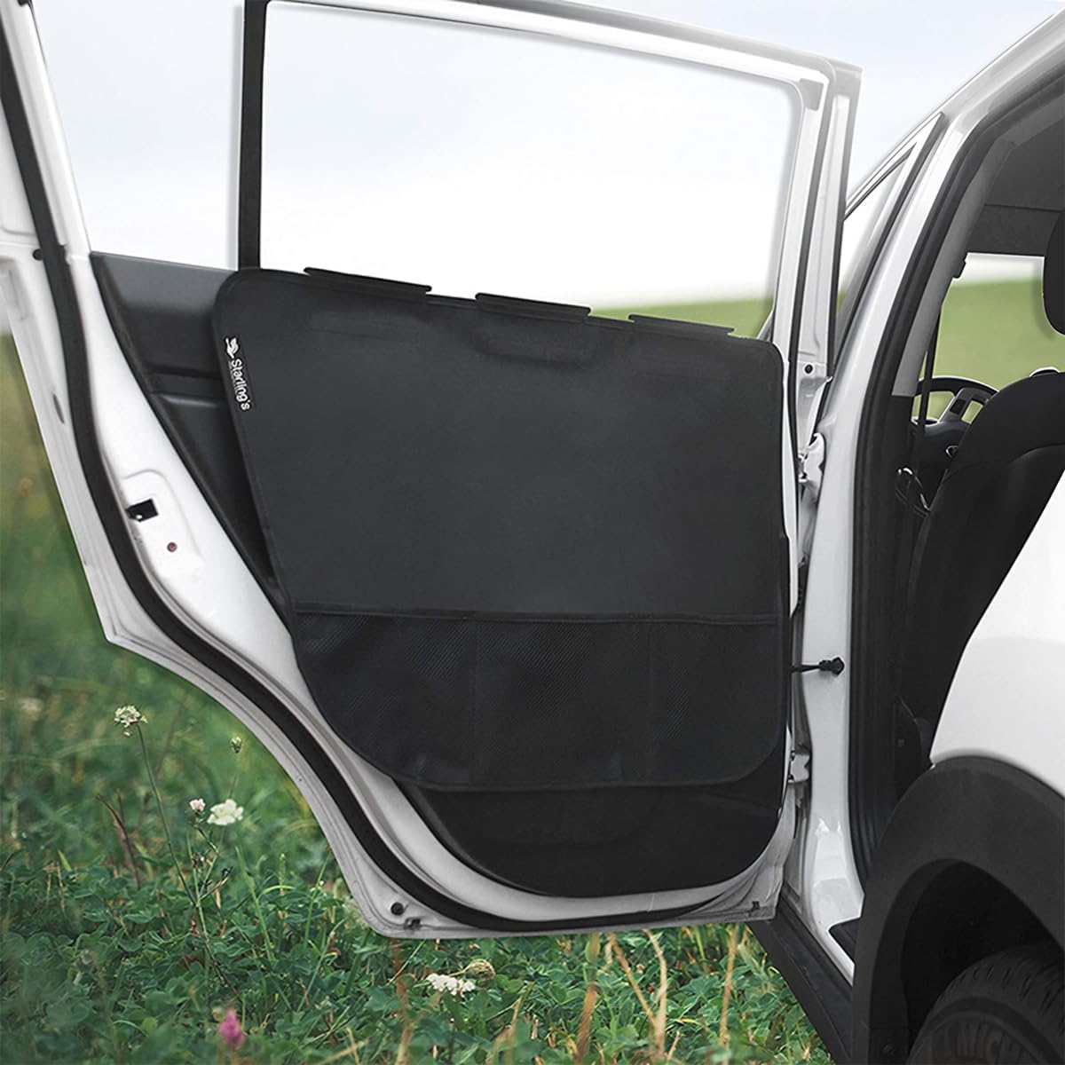 BESULEN Protector de puerta de auto para perros, paquete de 2 protectores de mascotas para ventana de puerta de automóvil, funda Oxford impermeable