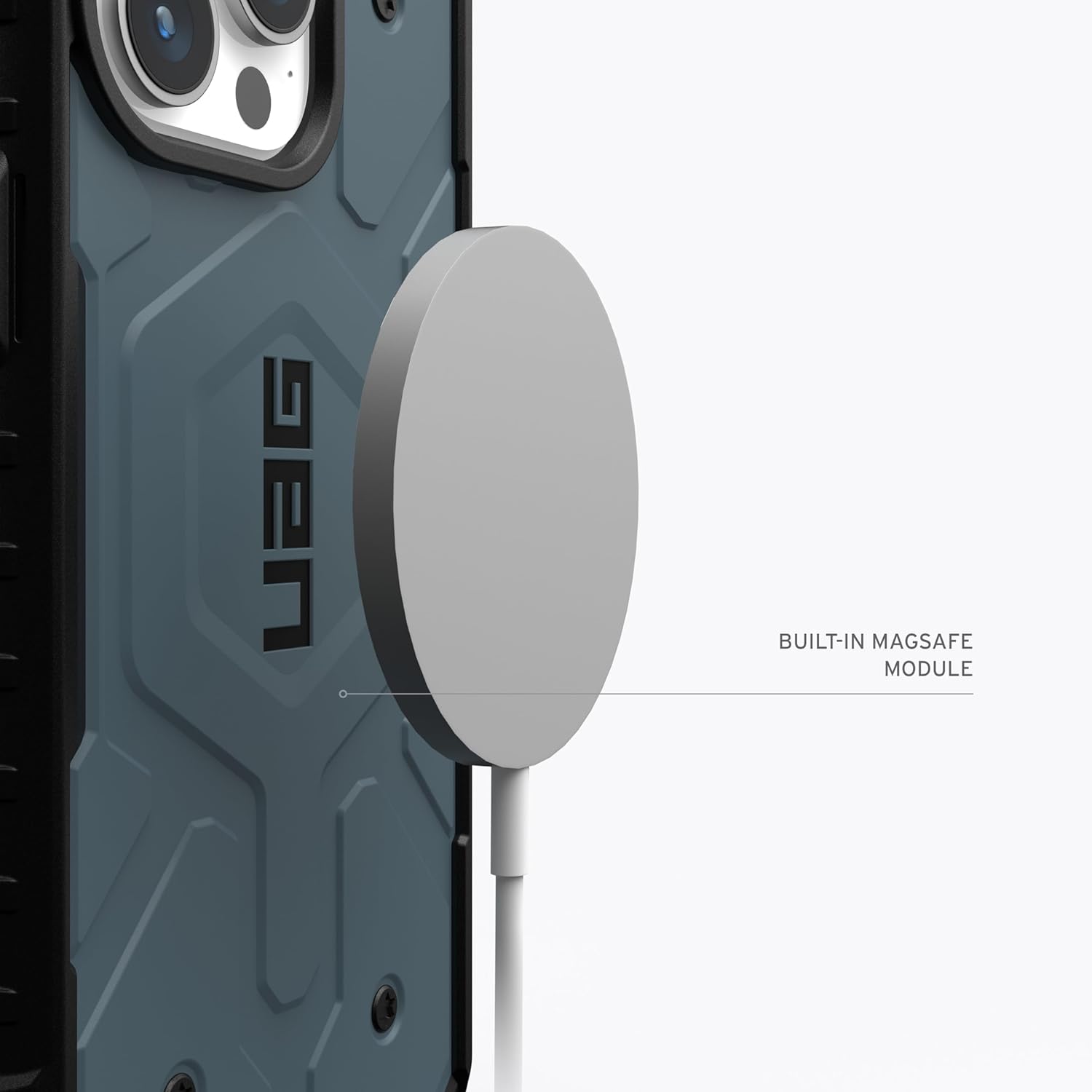 URBAN ARMOR GEAR UAG – Funda compatible con iPhone 15 Pro de 6.1 pulgadas, Pathfinder Cloud Blue, imán integrado compatible con carga MagSafe, funda