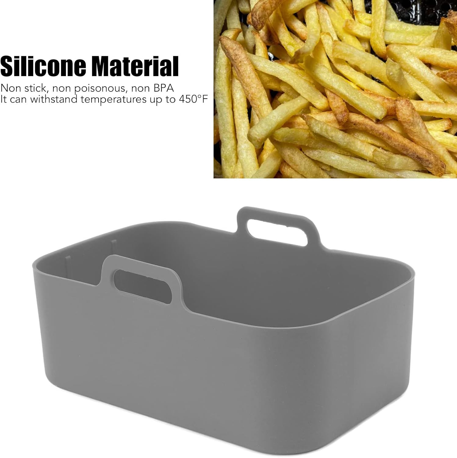 Juego de 2 cestas de silicona para freidora, olla de cocina de aire de silicona, para Ninja DZ201 Foodi de 8 cuartos de galón con cepillo y