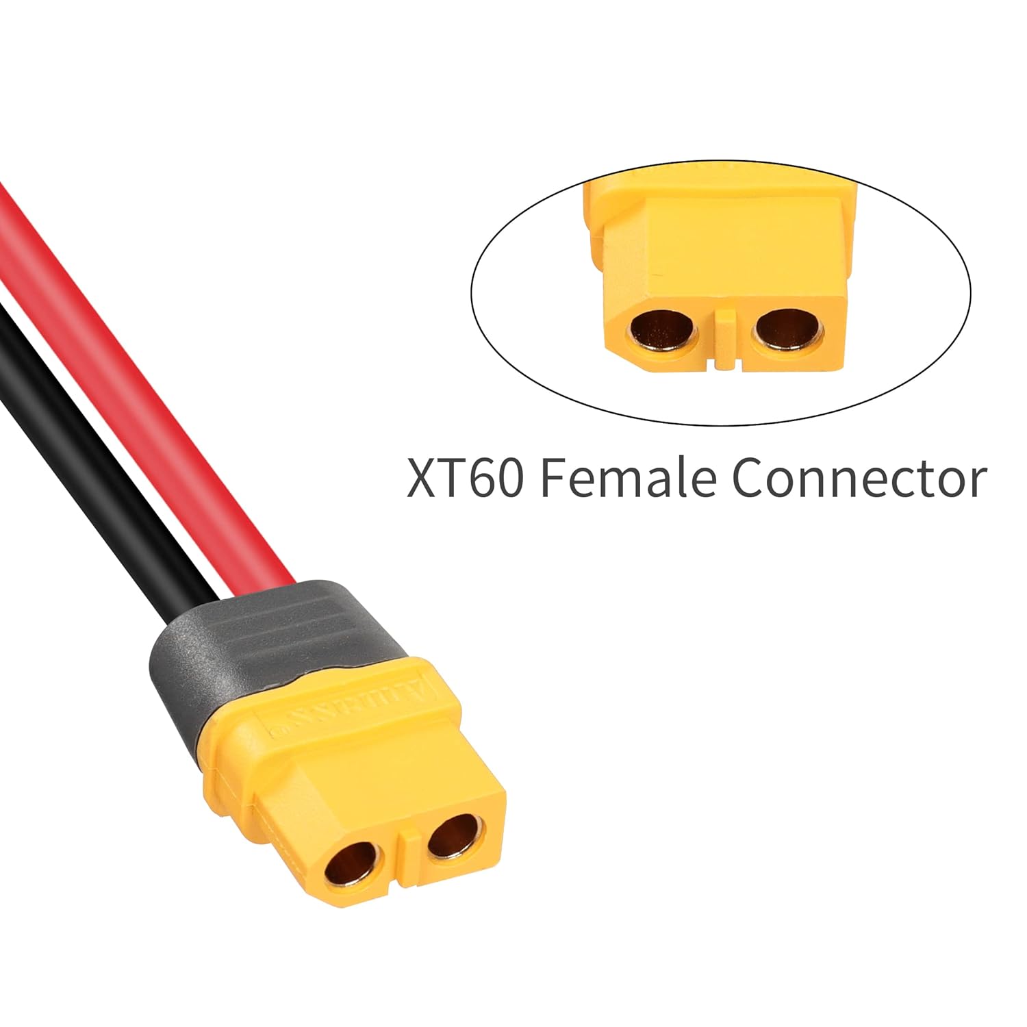 YACSEJAO Conector de panel solar XT60 de 12 AWG XT60 hembra a 45 A, cable de extensión para banco de energía al aire libre, batería de litio RC Lipo