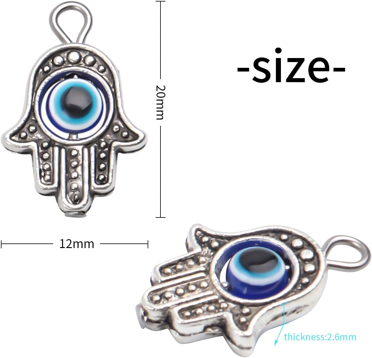 Aylifu Dijes de marco de cuentas de mano de Hamsa, dije de mal de ojo de Hamsa con símbolo de mano de Fátima para bricolaje, collar y pulsera