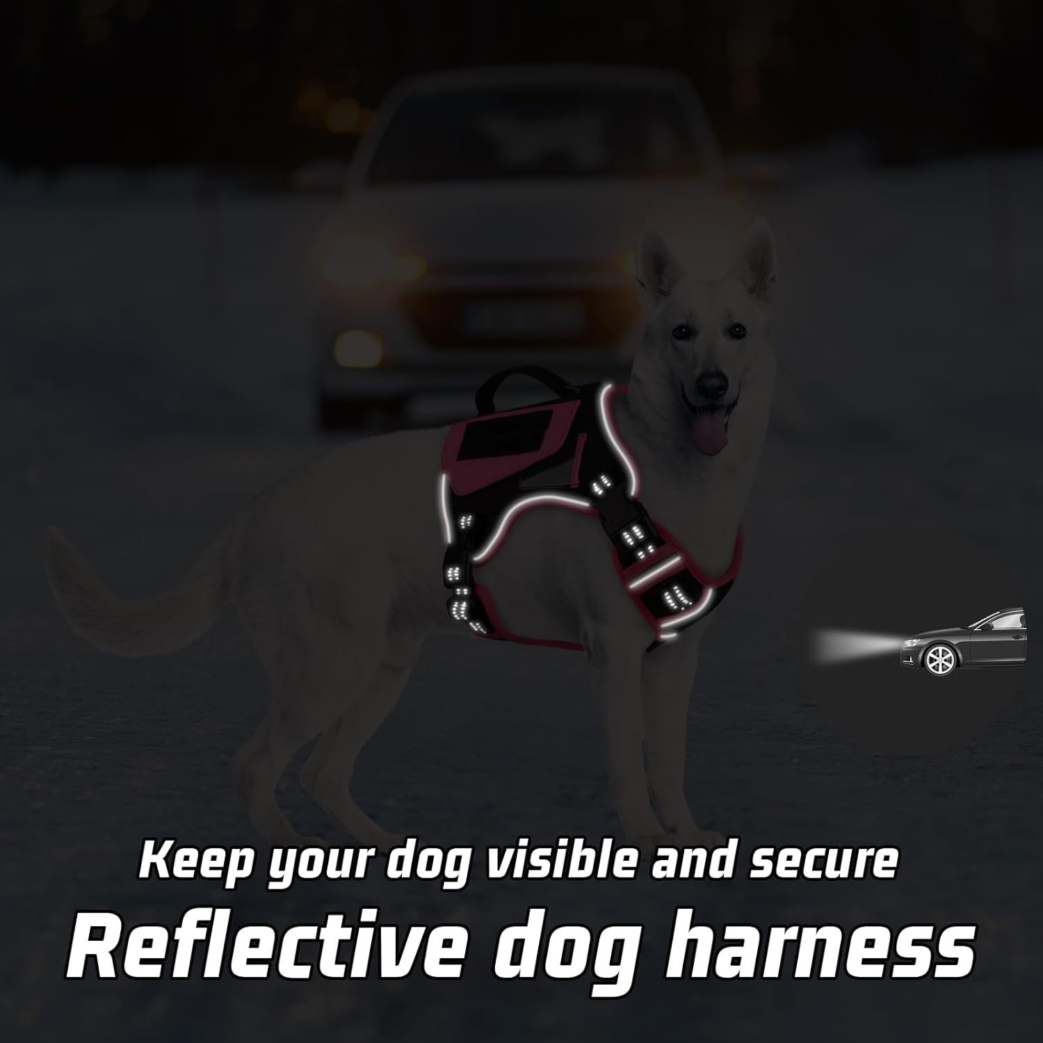 WINGOIN Arnés táctico para perros pequeños, arnés antitirones con asa, 2 bolsillos, chaleco reflectante para perro, hebilla de metal, arnés