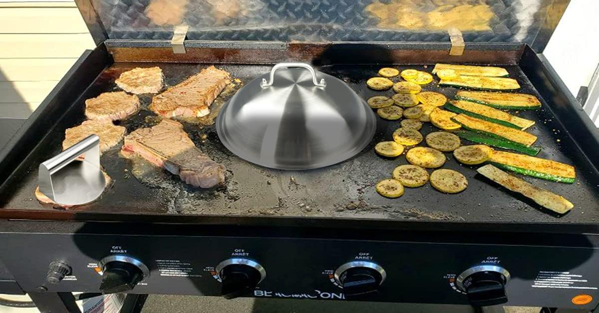 ZBXFCSH Accesorios para parrilla, cubierta redonda resistente de 12 pulgadas, acero inoxidable, cúpula de fusión de quesos y cubierta de vapor, lo