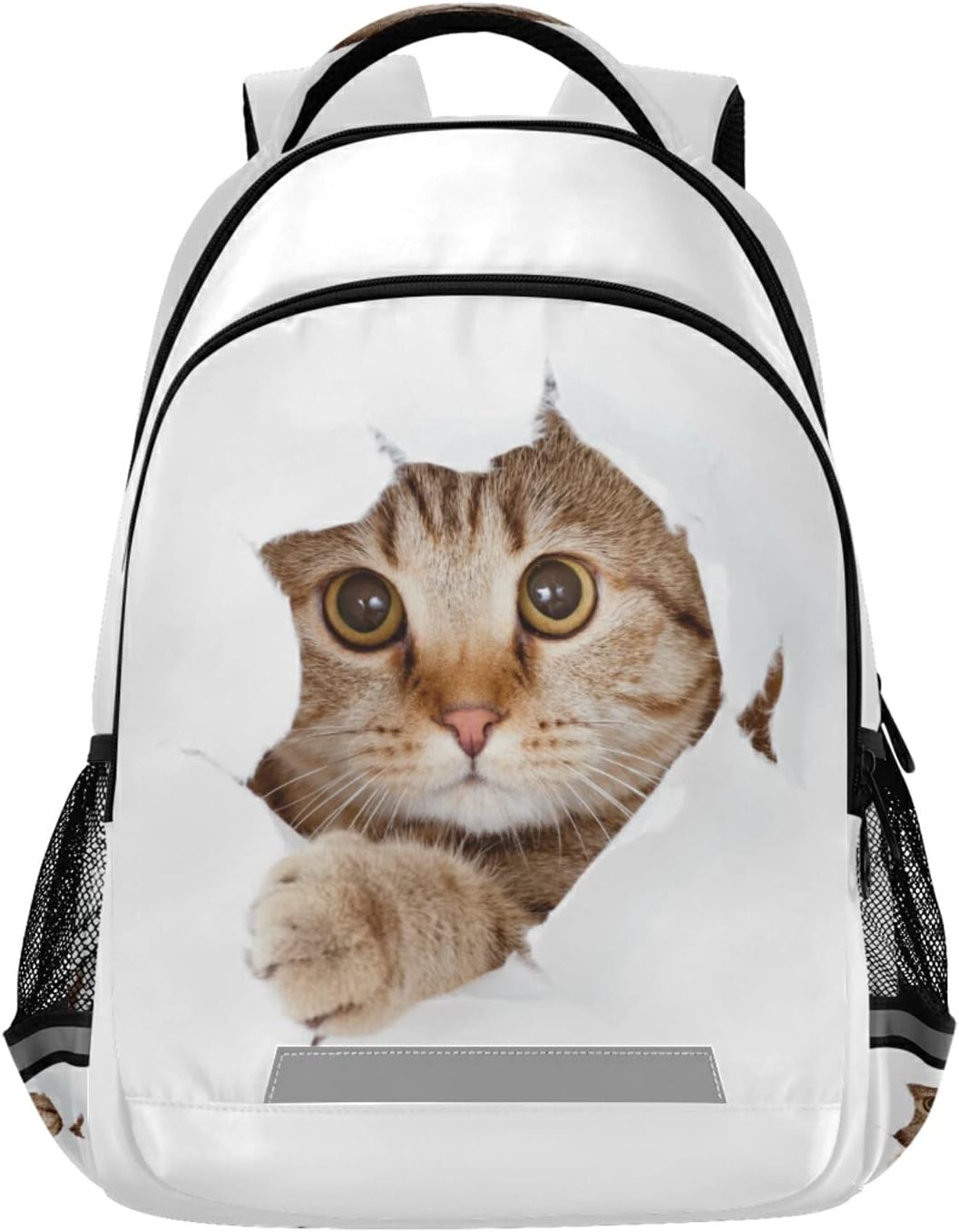 Mochila Acuarela Flor Floral Colorido Escuela Colegio Mochila Portátil Casual Daypack, N Lovely Cat Blanco, Mochilas Daypack