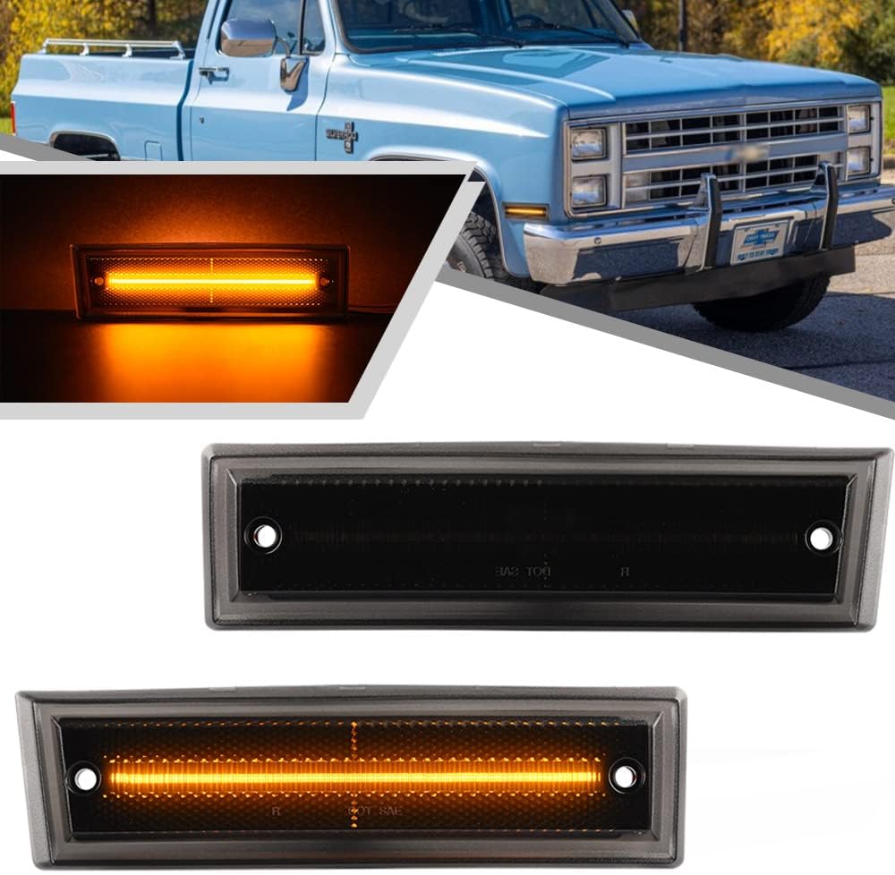 2 luces LED ámbar de marcador lateral para Chevy K5 Blazer GM CK RV Truck para GMC Jimmy 1984-1991 indicador de guardabarros delantero, luces