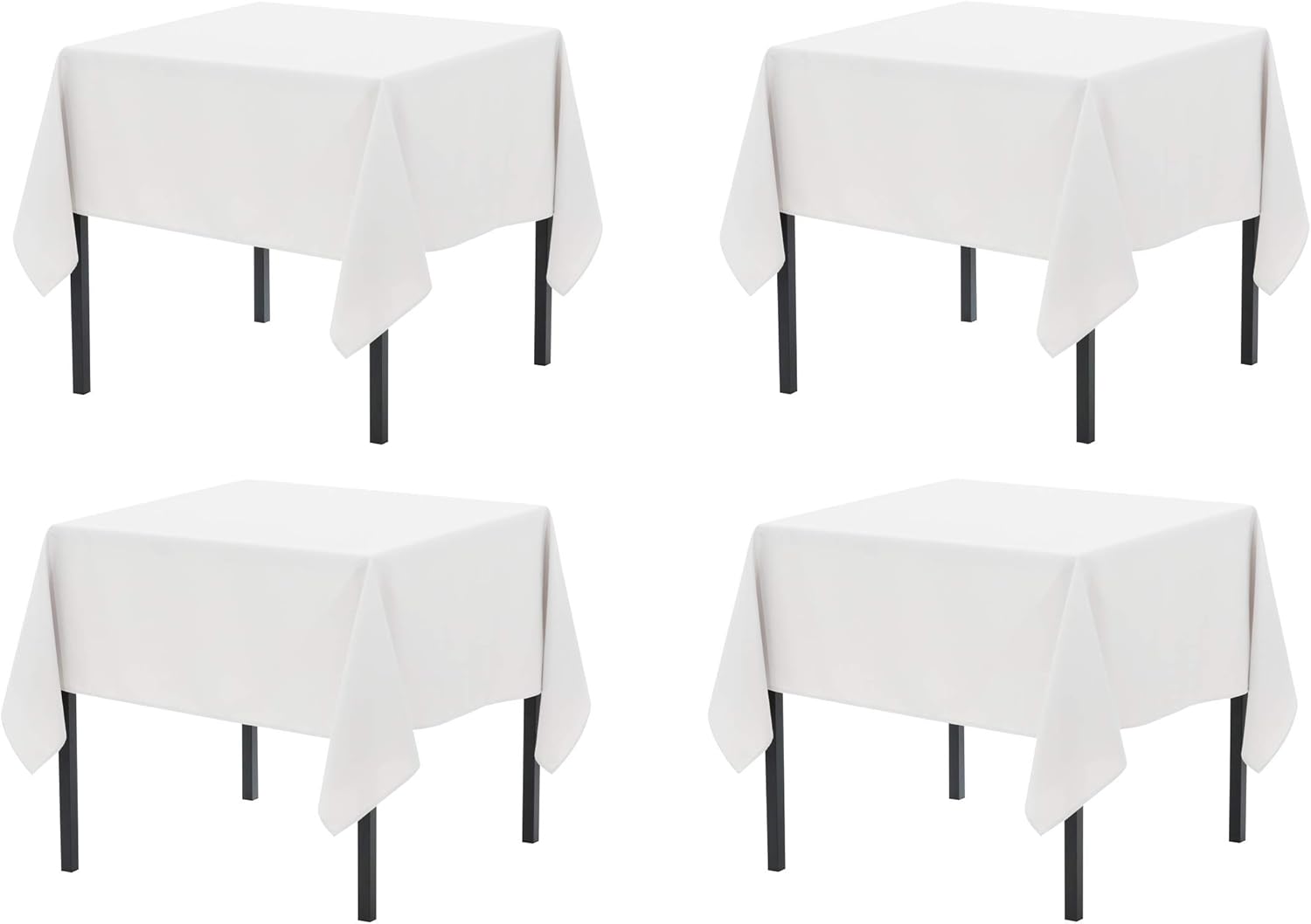 Pomp Paquete de 4 manteles de poliéster de popelina de color blanco puro de 52 x 52 pulgadas  52.0 x 52.0 in., resistente a las arrugas y a las