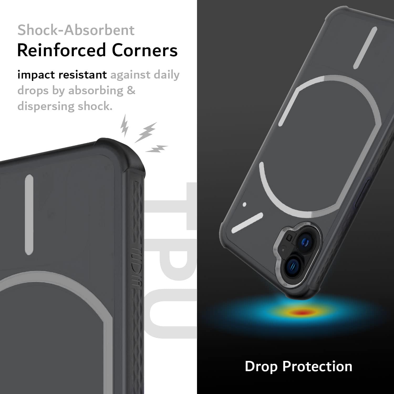 TUDIA SKN – Funda para teléfono (1) de ajuste resistente, a prueba de golpes, anti-amarilleamiento, agarre delgado, poliuretano termoplástico