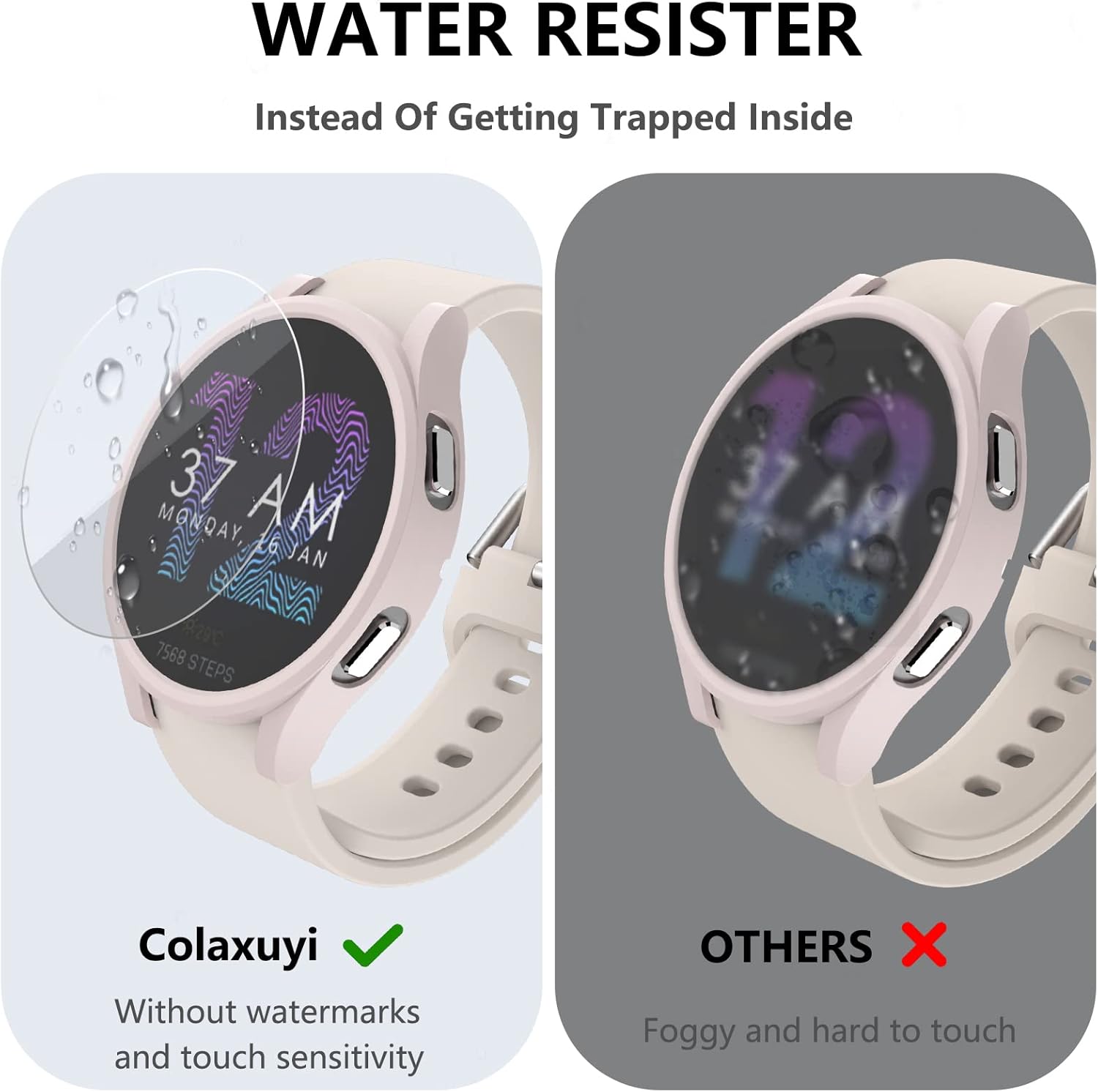 colaxuyi – Funda compatible con Samsung Galaxy Watch 4 de 1.732 pulgadas (1.732 in) con protector de pantalla de vidrio templado, carcasa protectora