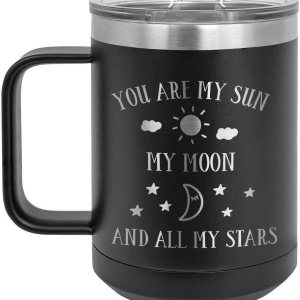 You are my sun my moon and all my stars taza de café negra de 15 oz con tapa deslizante  Taza de café de viaje aislada  Ideas de regalo únicas de You are my sun my moon and all my stars taza de café negra de 15 oz con tapa deslizante  Taza de café de viaje aislada  Ideas de regalo únicas de