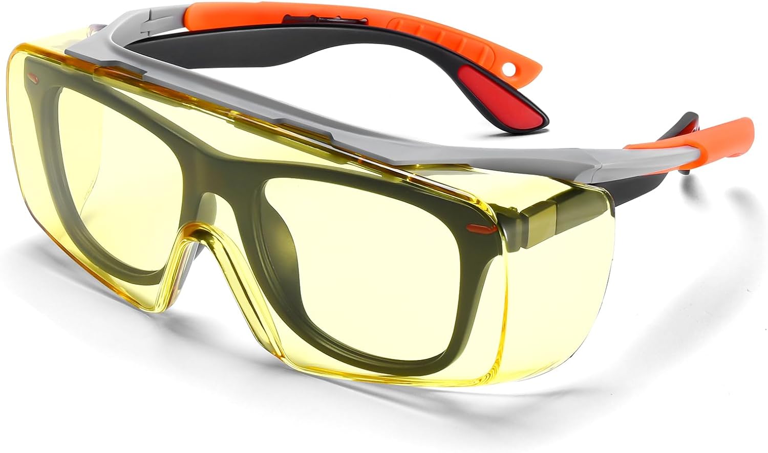LPSAFP Gafas de seguridad amarillas, gafas de seguridad sobre anteojos, bloqueo de luz azul, gafas protectoras UV, lentes antivaho y antiarañazos,