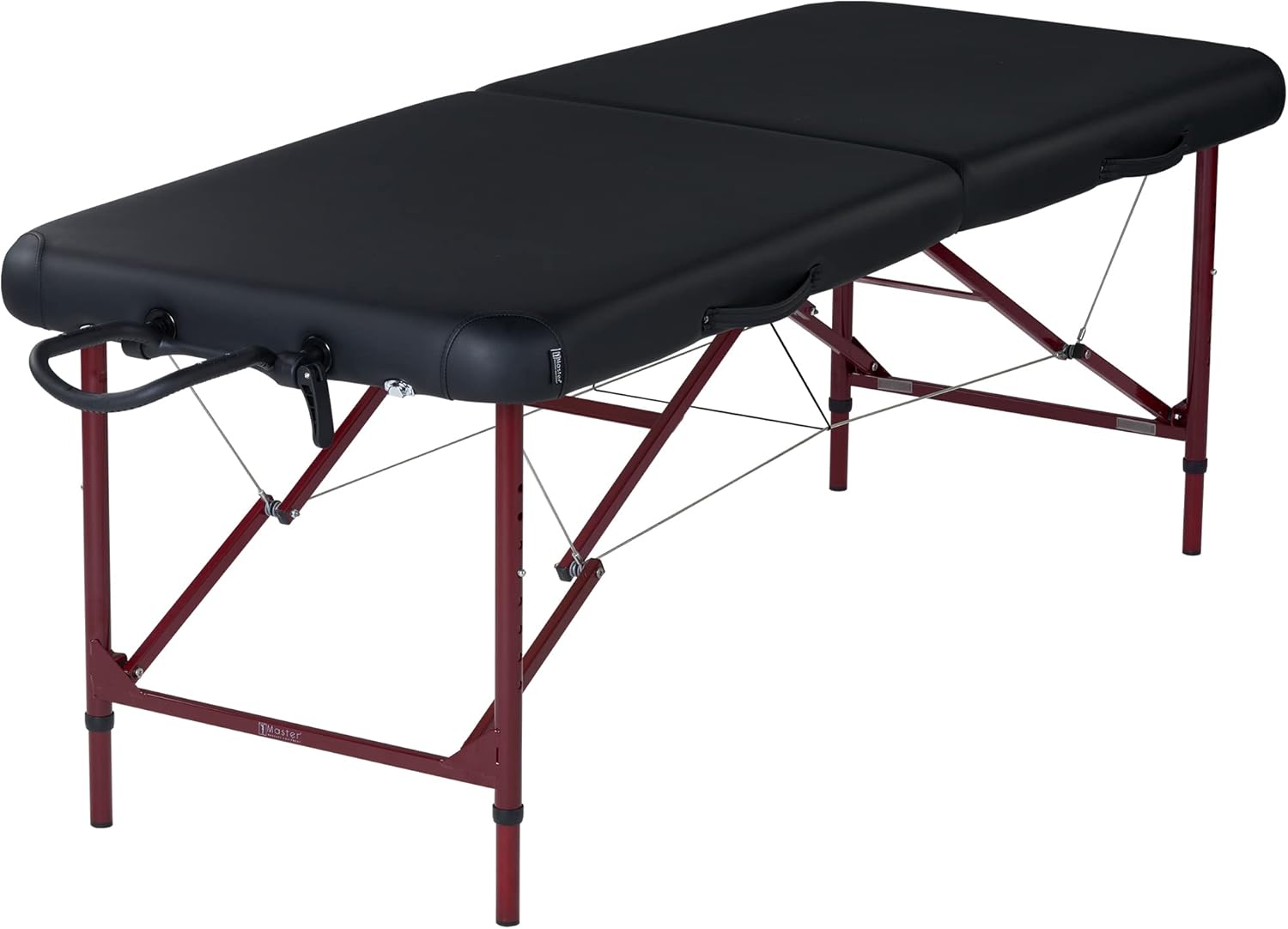 Master Massage Zephyr – Mesa de masaje portátil y ligera, mesa de tatuaje, cama de spa (negro, granate)