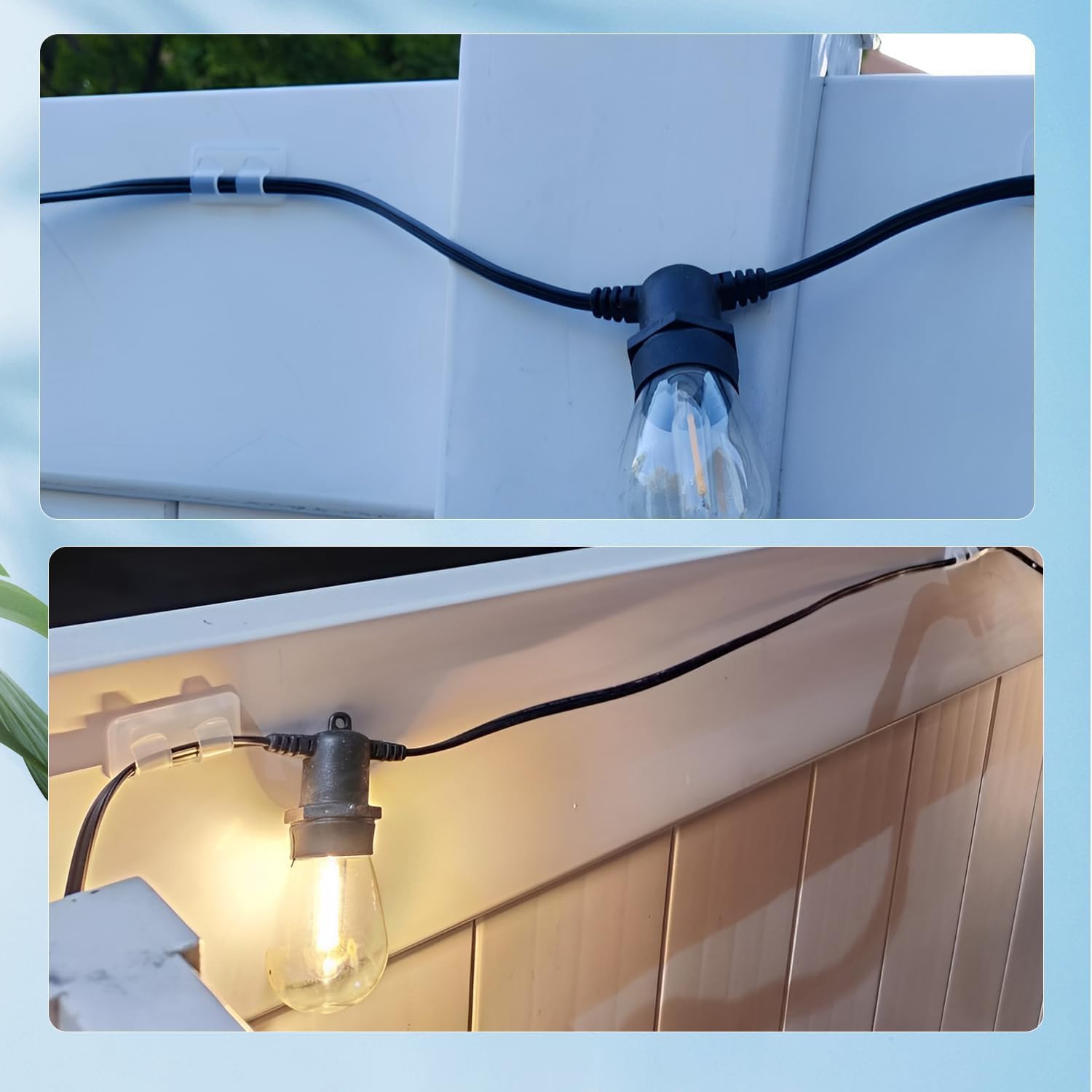 Ganchos para luces al aire libre clips de luz de cadena ganchos adhesivos resistentes para luces colgantes 16psc