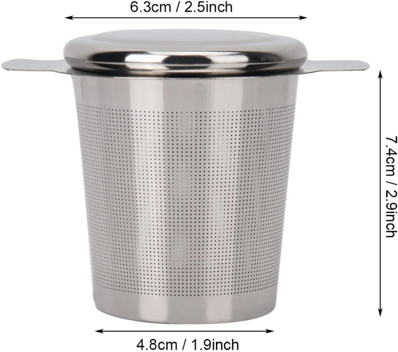 Infusor de té, filtro de filtro de té de acero inoxidable con tapa y asas dobles, infusor de té perfecto para tazas de té de grano de hojas, tazas y